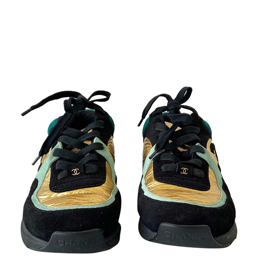 

Chanel Black, Turquoise & Gold Leather CC Sneakers Size EU, Multicolor