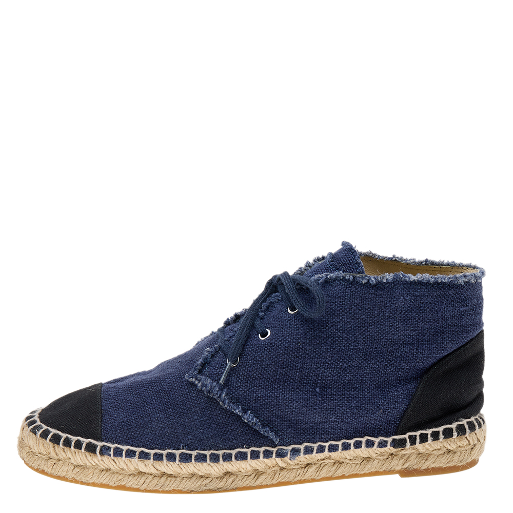 

Chanel Blue/Black Canvas Espadrille Sneakers Size