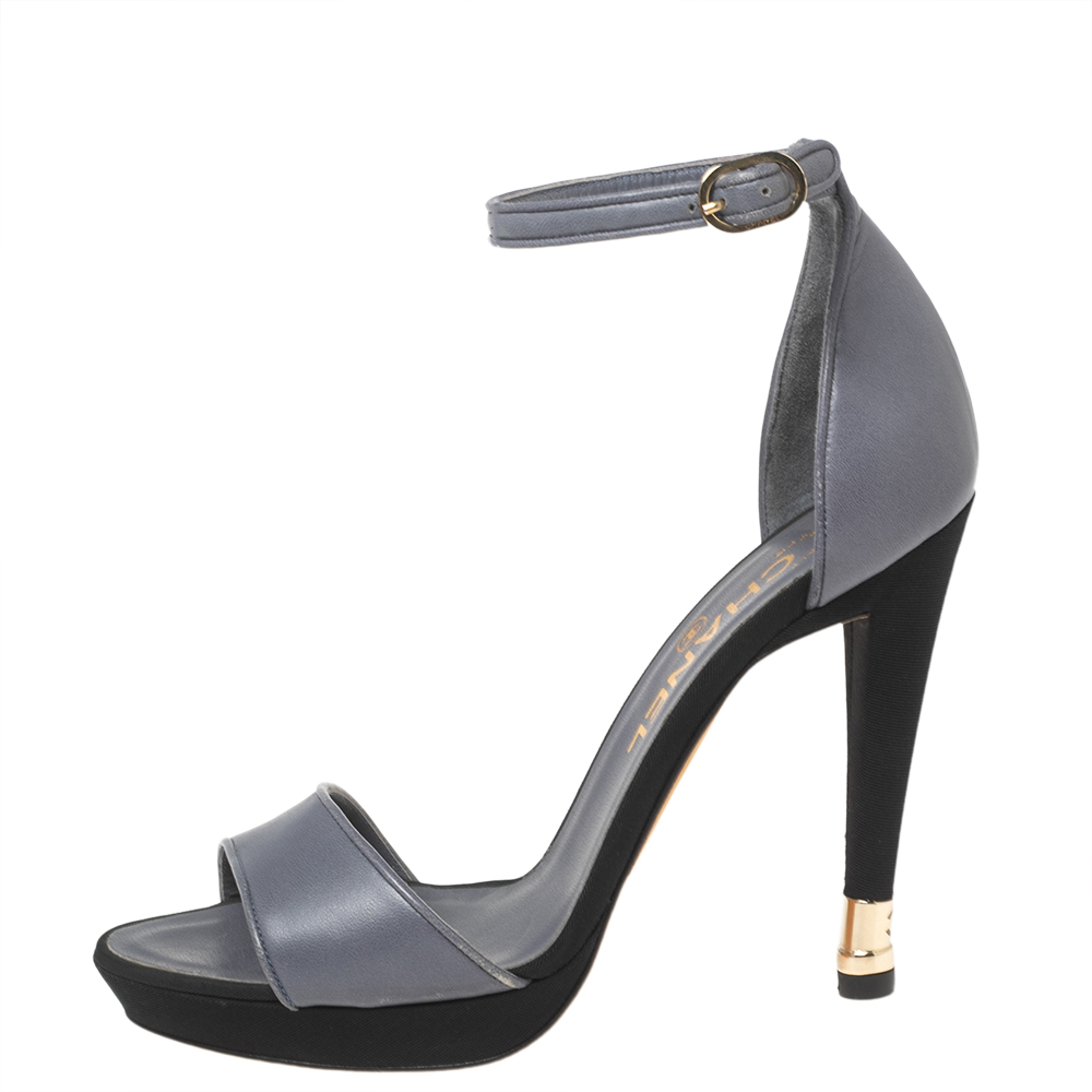 

Chanel Lavender Leather Ankle-Strap Sandals Size, Purple