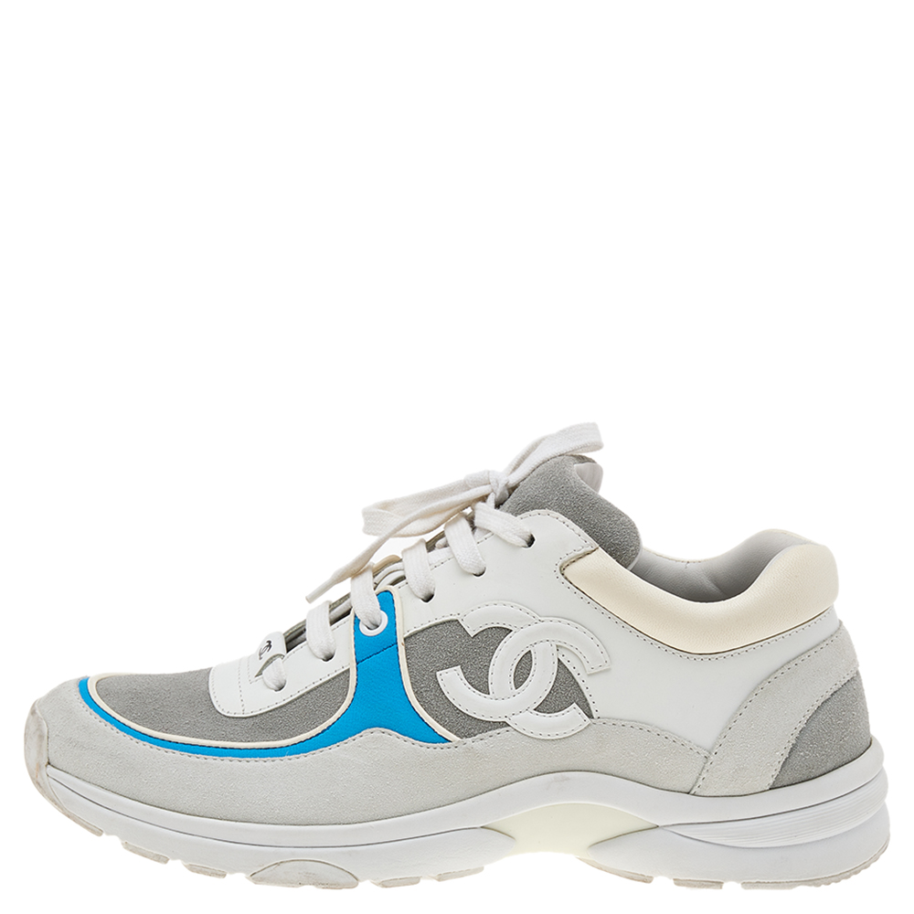 

Chanel Multicolor Suede, Leather And Fabric CC Low-Top Sneakers Size