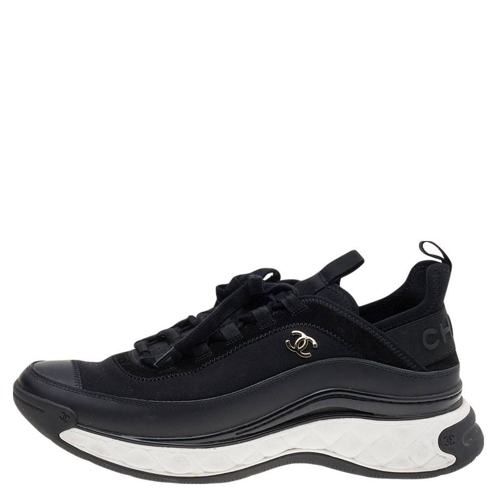 

Chanel Black Fabric and Leather Sport Trail Sneakers Size