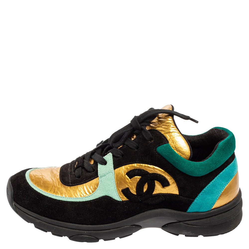 

Chanel Multicolor Suede and Fabric CC Sneakers Size