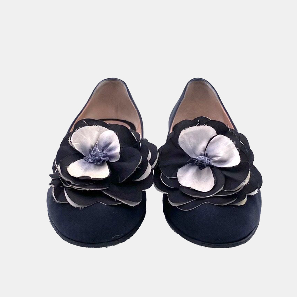 

Chanel Black Stain Camellia Ballerinas Flat Size EU