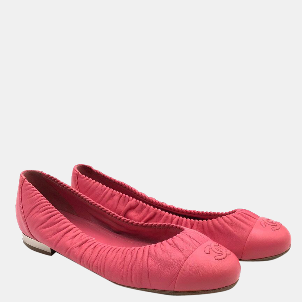 

Chanel Pink Leather Ballet Flats Size EU