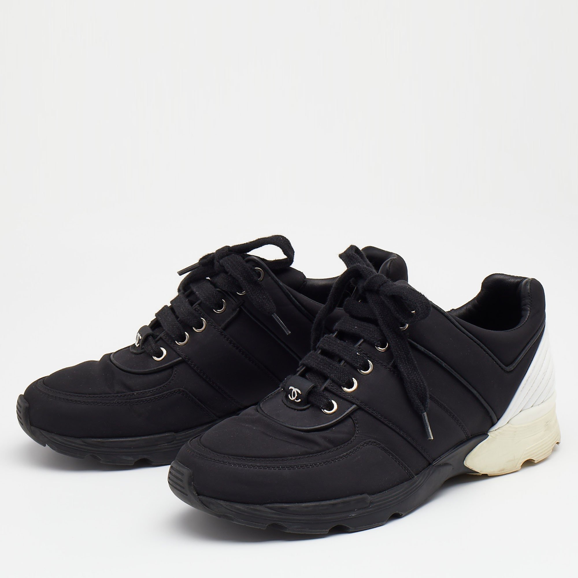 

Chanel Black Nylon CC Low Top Sneakers Size