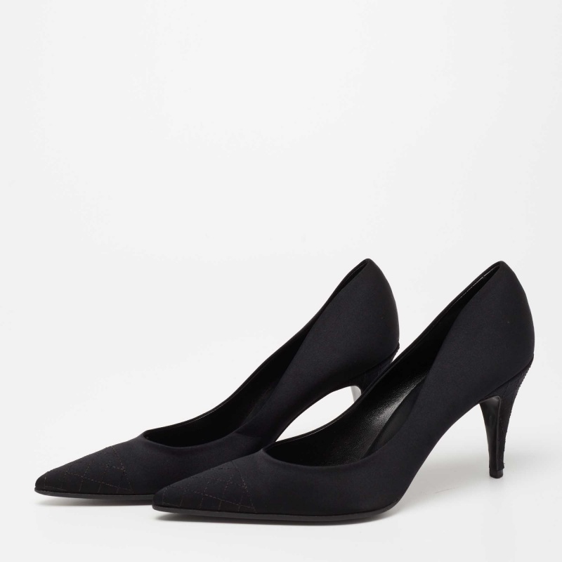 

Chanel Black Satin Pointed Toe Pumps Size
