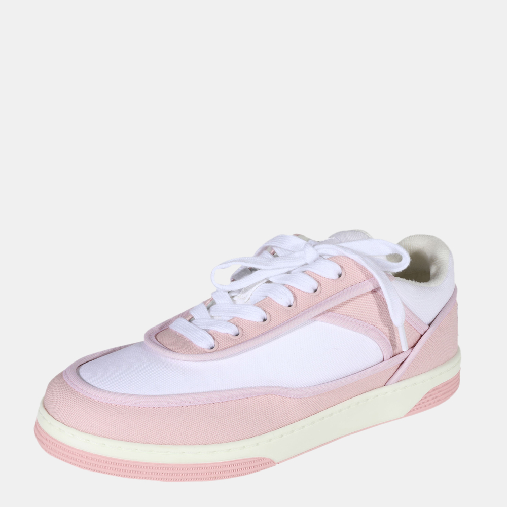 

Chanel White/Pink Leather Sneaker Size EU