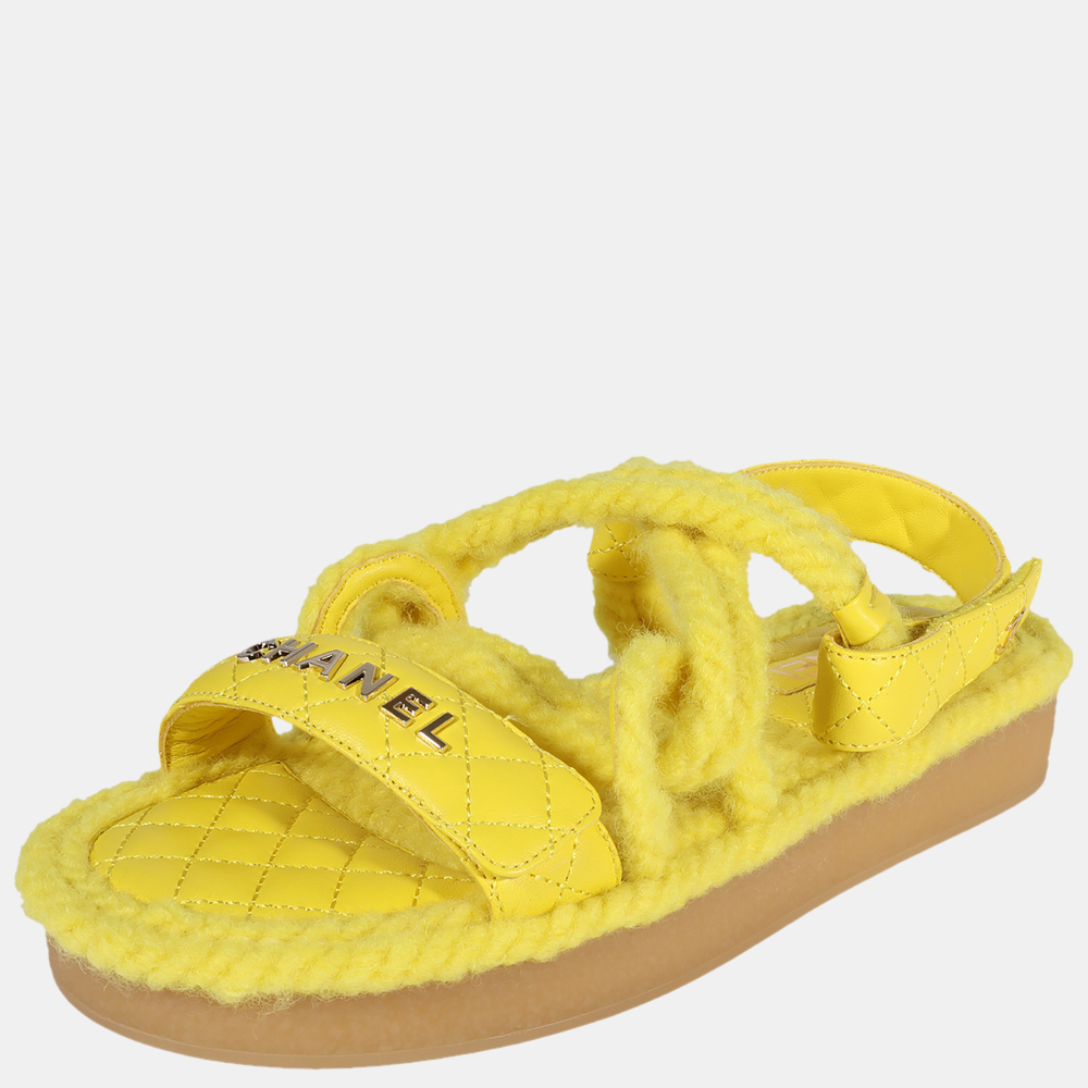 

Chanel Yellow Cord & Lambskin Sandals EU