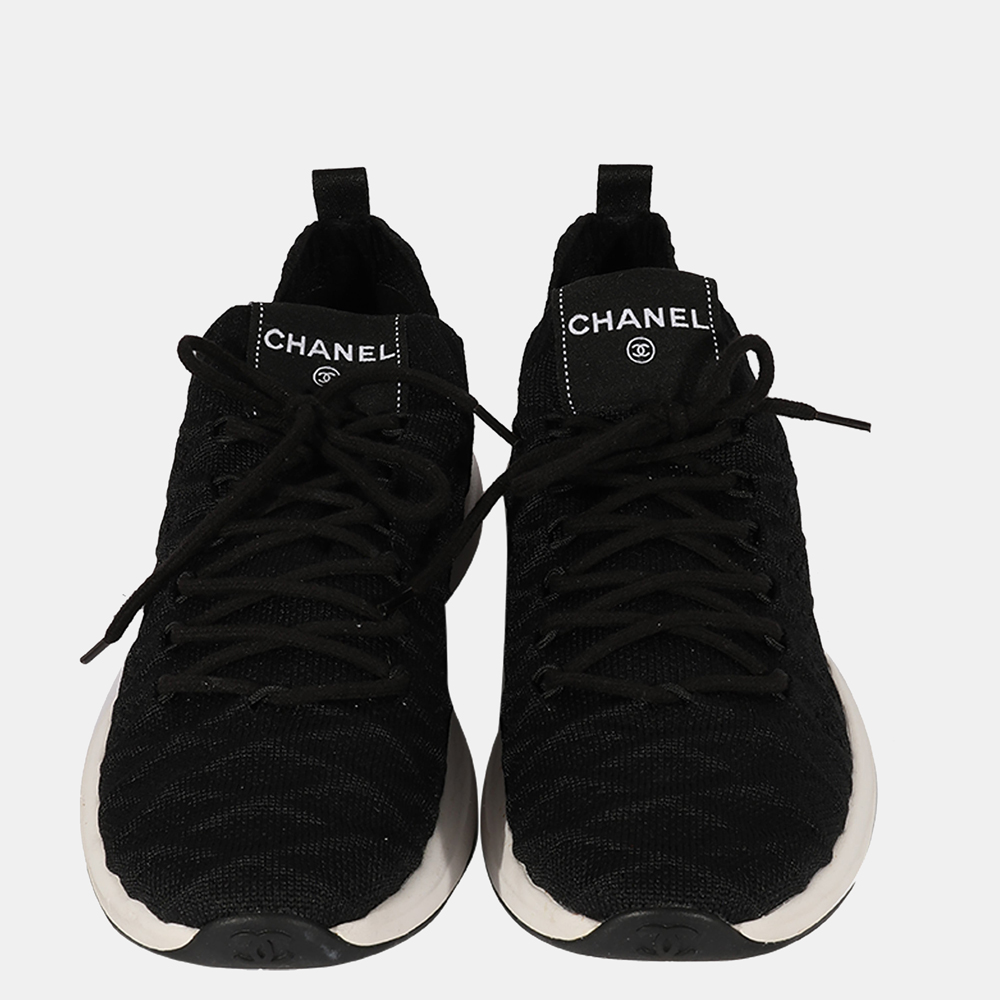 

Chanel Black Stretch Fabric Sneaker EU