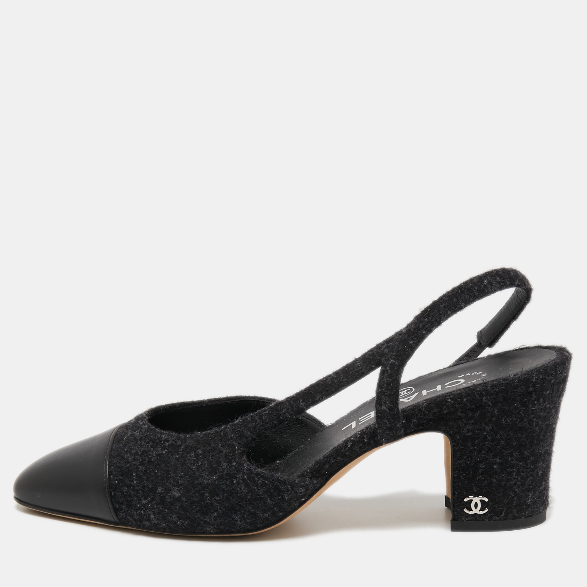 CHANEL ブラック シルバー ハイヒール 38C luxury-women-chanel-used-shoes