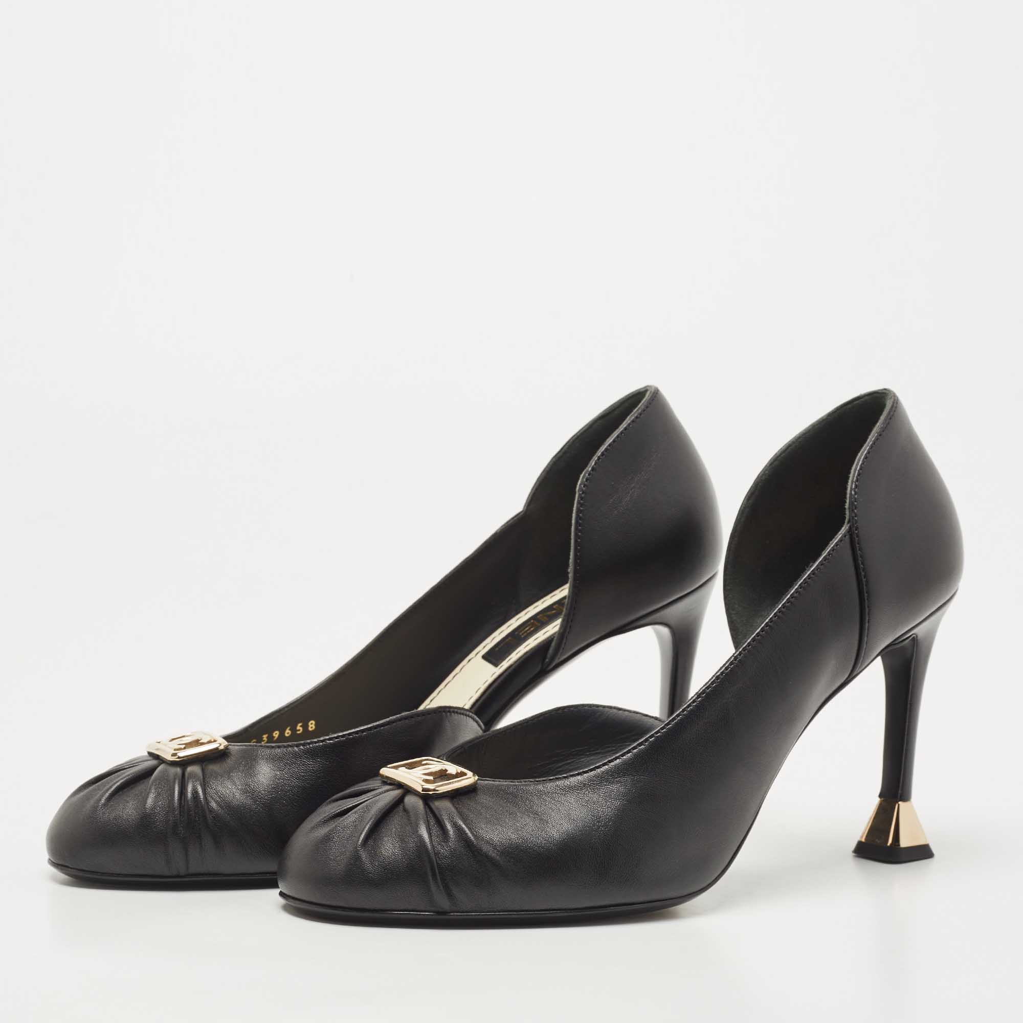 

Chanel Black Leather CC D'orsay Pumps Size