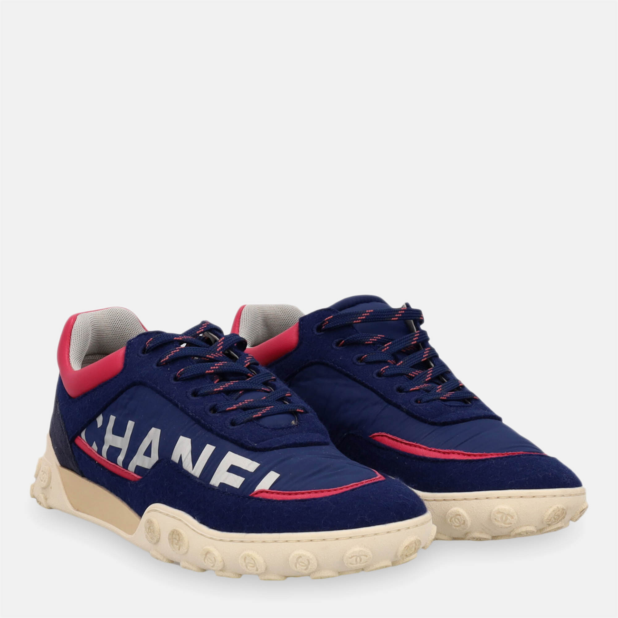 

Chanel Women's Fabric Sneakers - Navy - EU, Navy blue