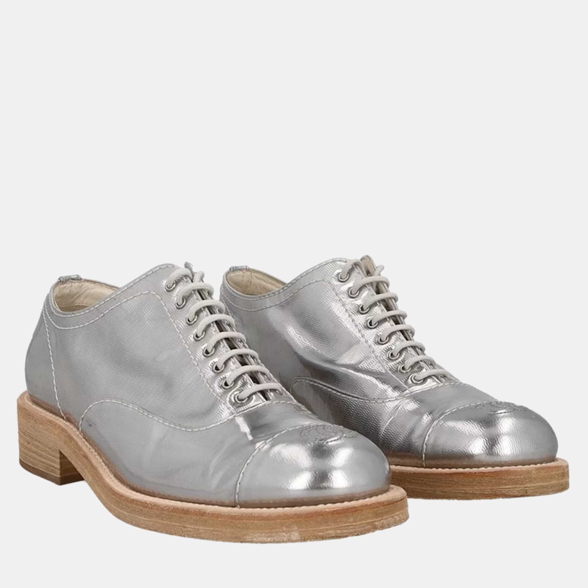 

Chanel Women's Synthetic Fibers Lace-Up - Silver - EU