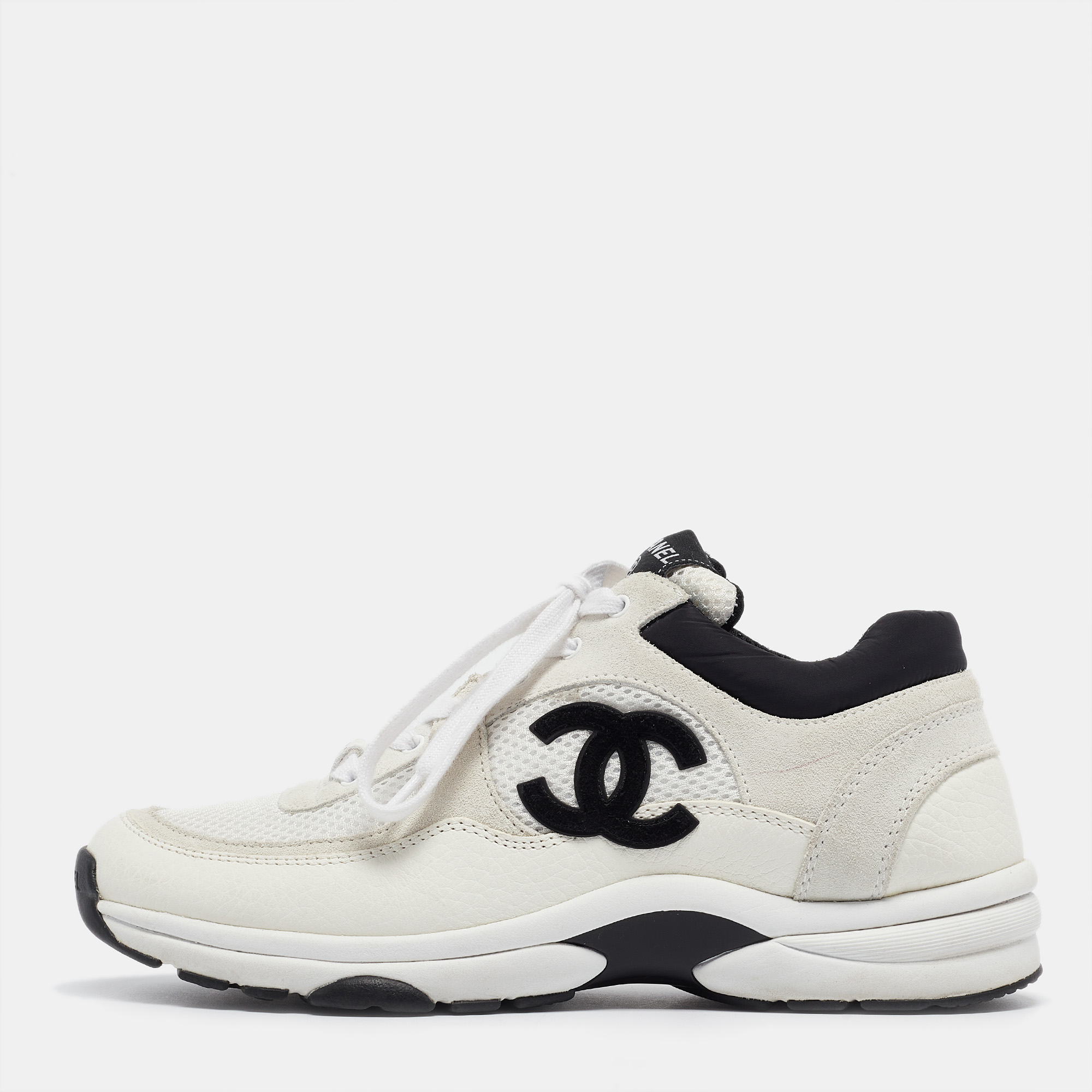 

Chanel Grey Suede and Mesh CC Lace Up Sneakers Size