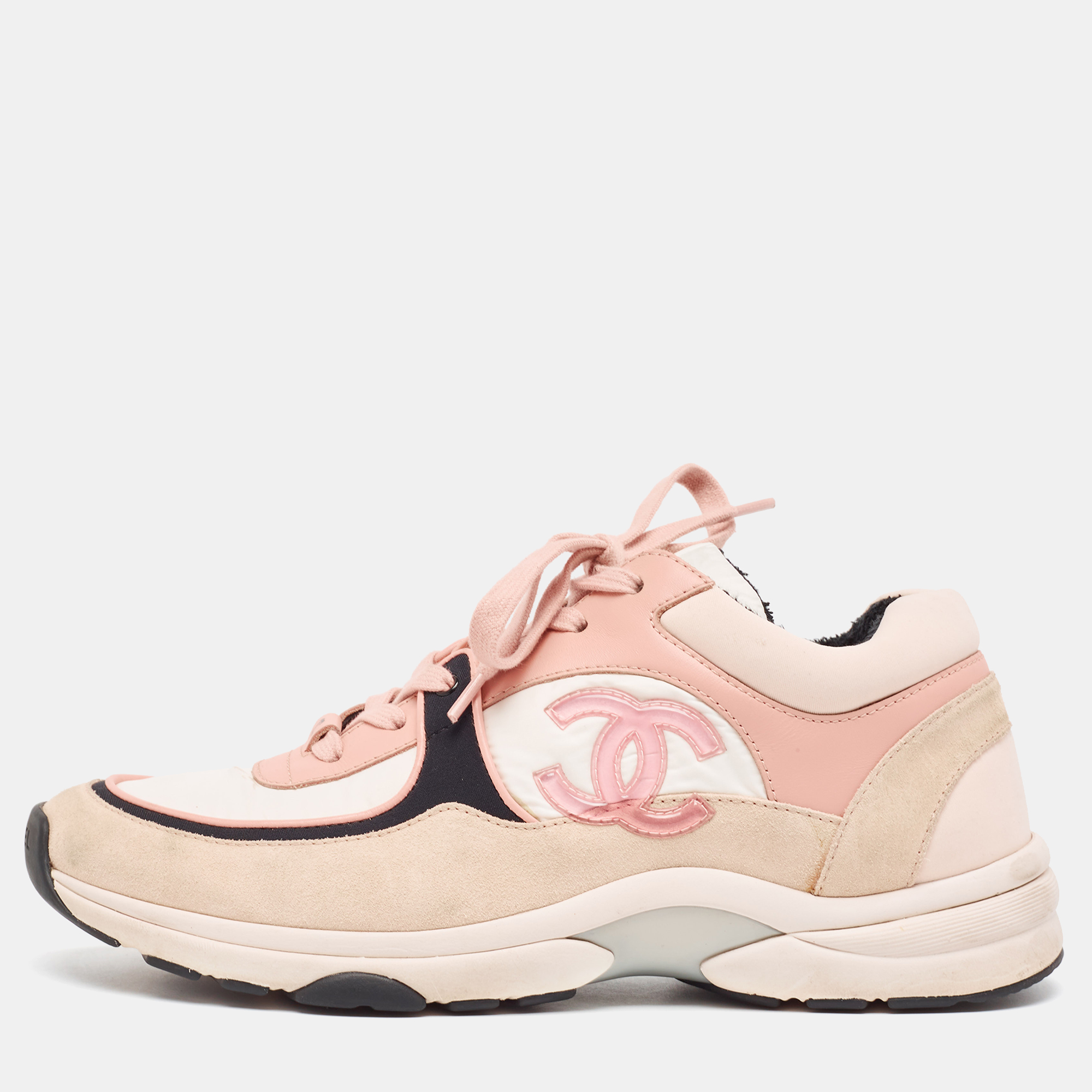 

Chanel Multicolor Nylon and Suede CC Low Top Sneakers Size, Pink