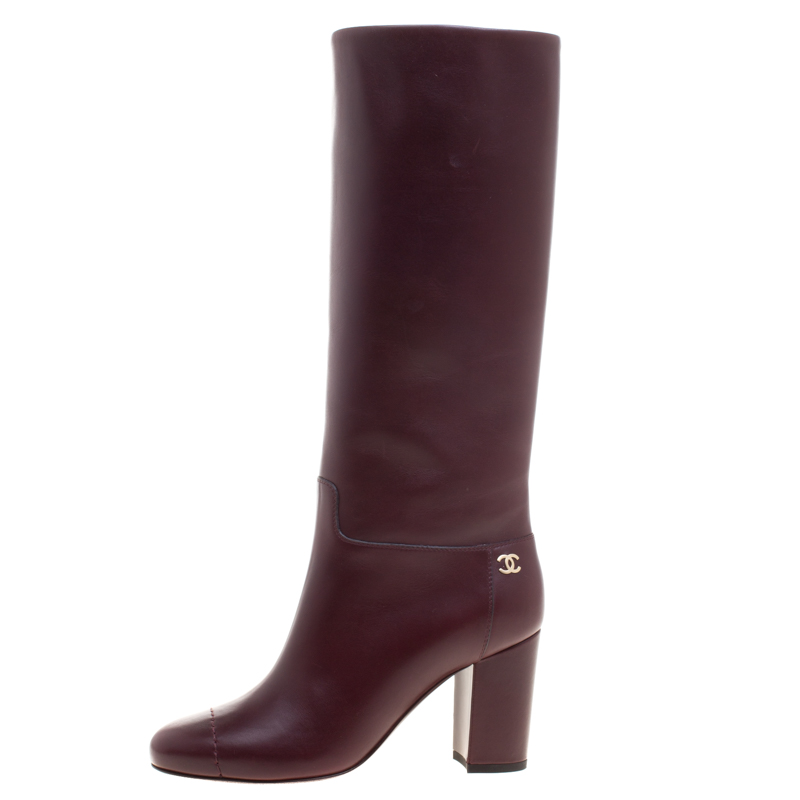 burgundy tall leather boots