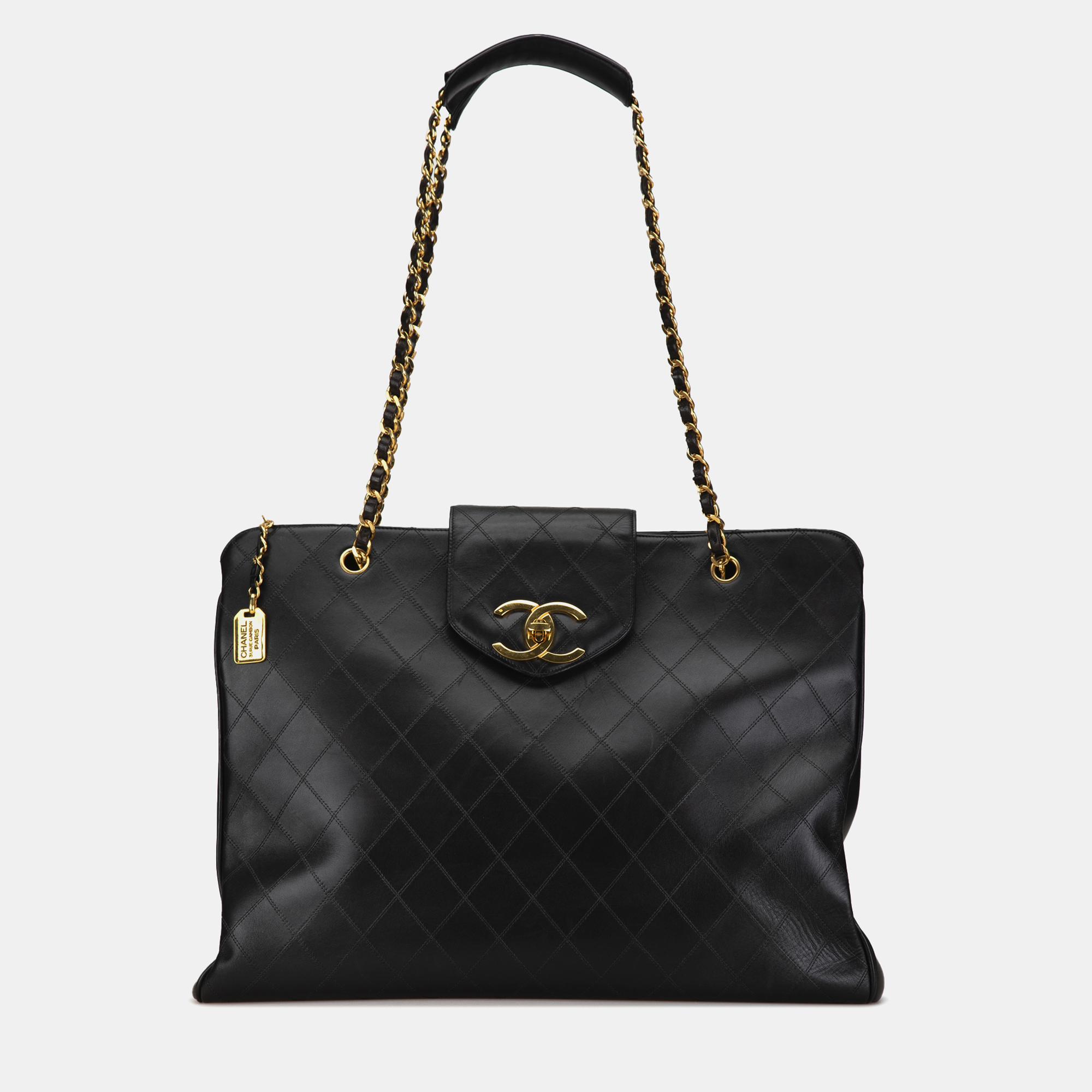 Pre-owned Chanel Black Xl Quilted Calfskin Supermodel Weekender Tote