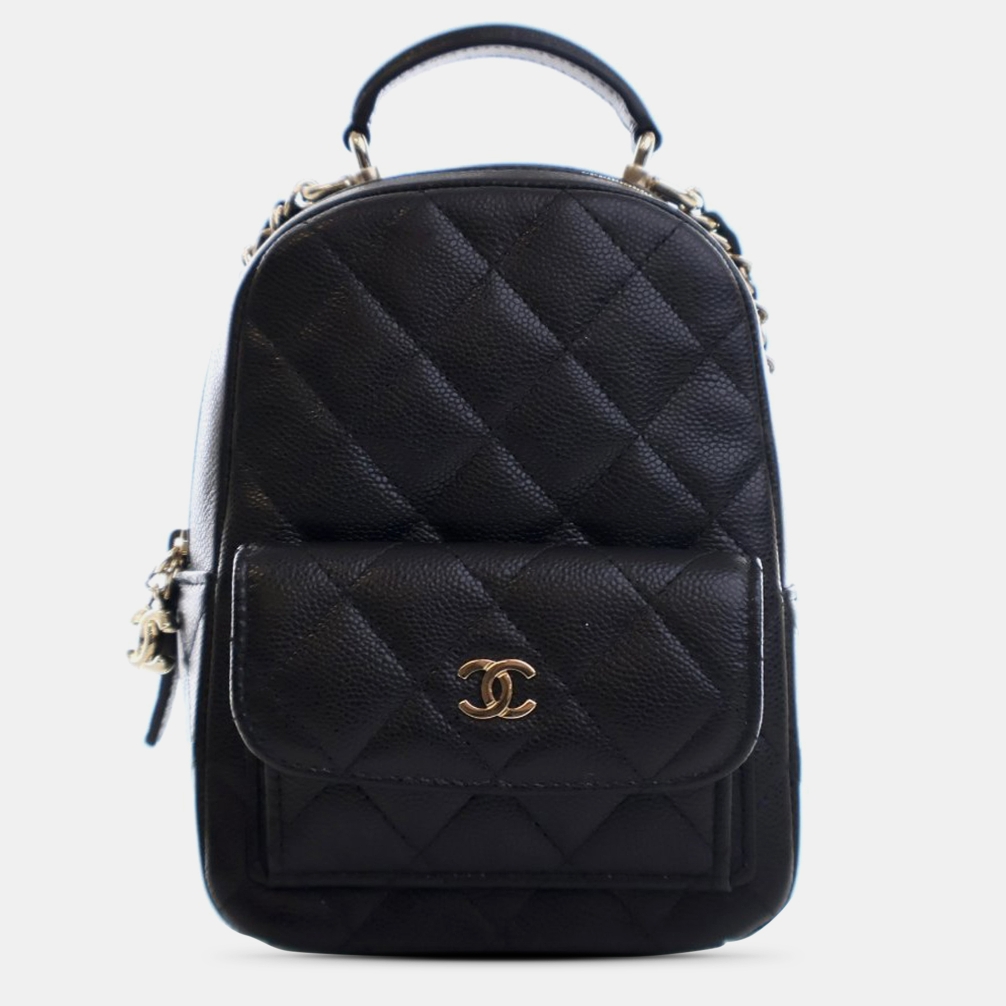 

Chanel Mini CC Quilted Caviar Leather Backpack, Black