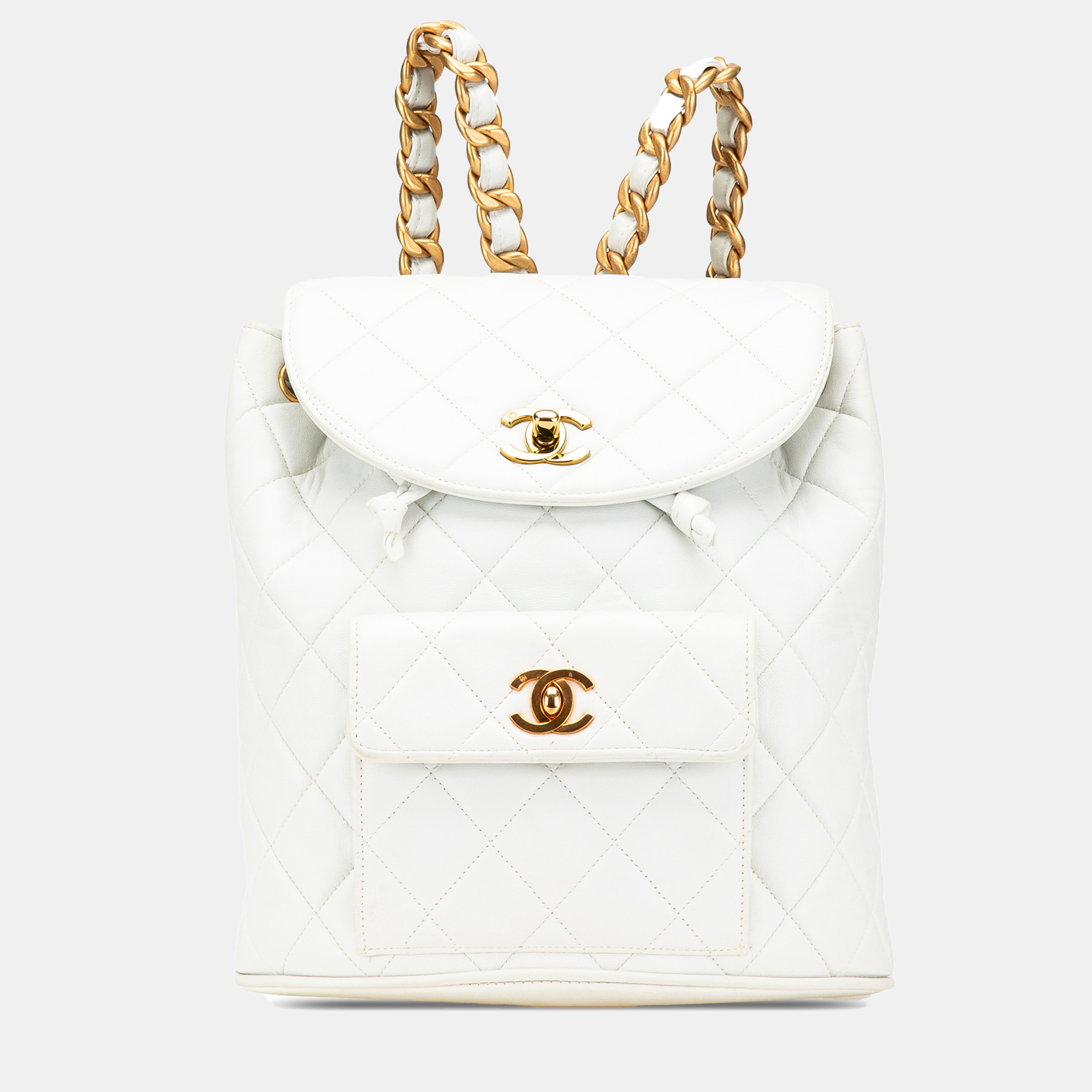 

Chanel White Medium Quilted Lambskin Duma Backpack
