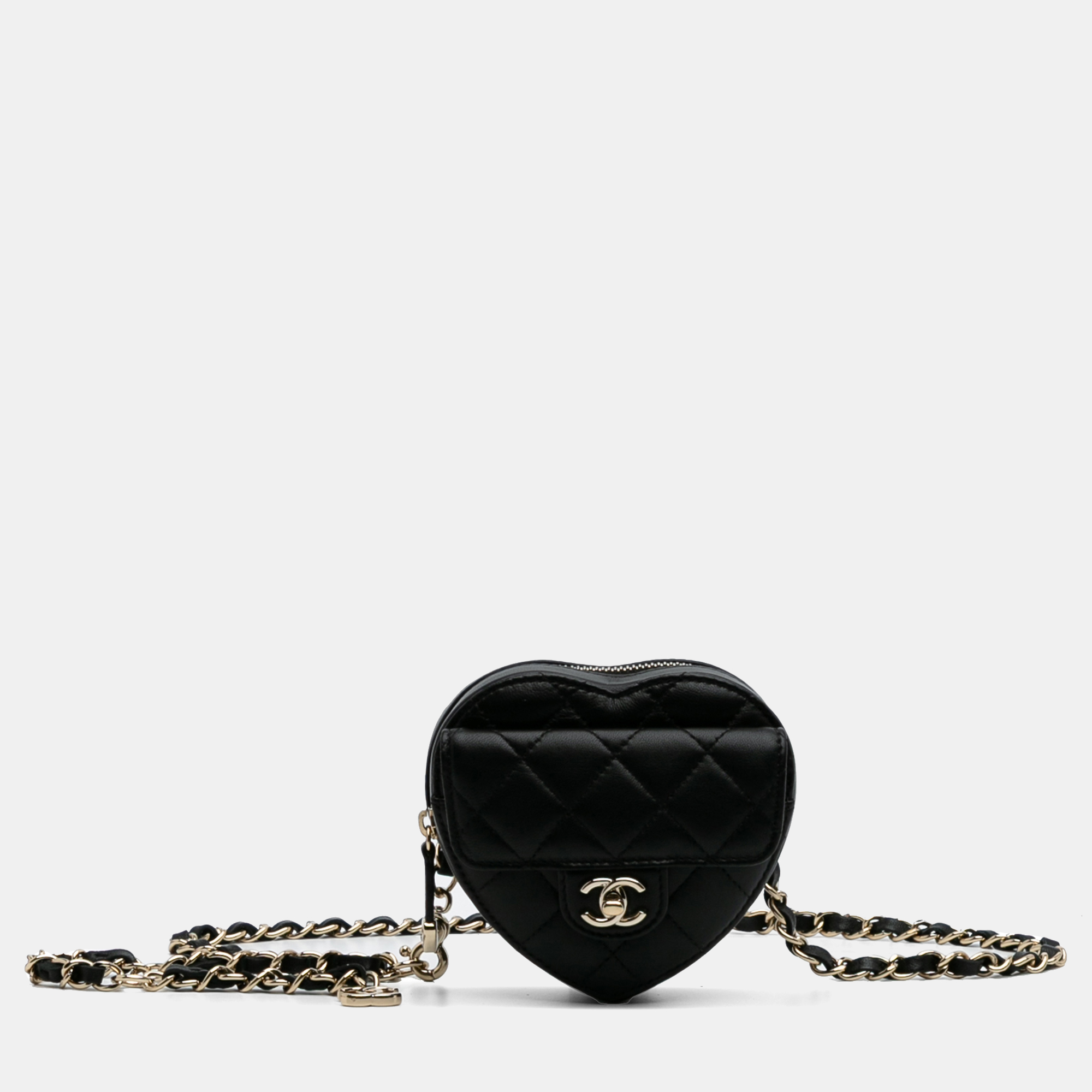

Chanel Mini Lambskin CC in Love Heart Belt Bag, Black
