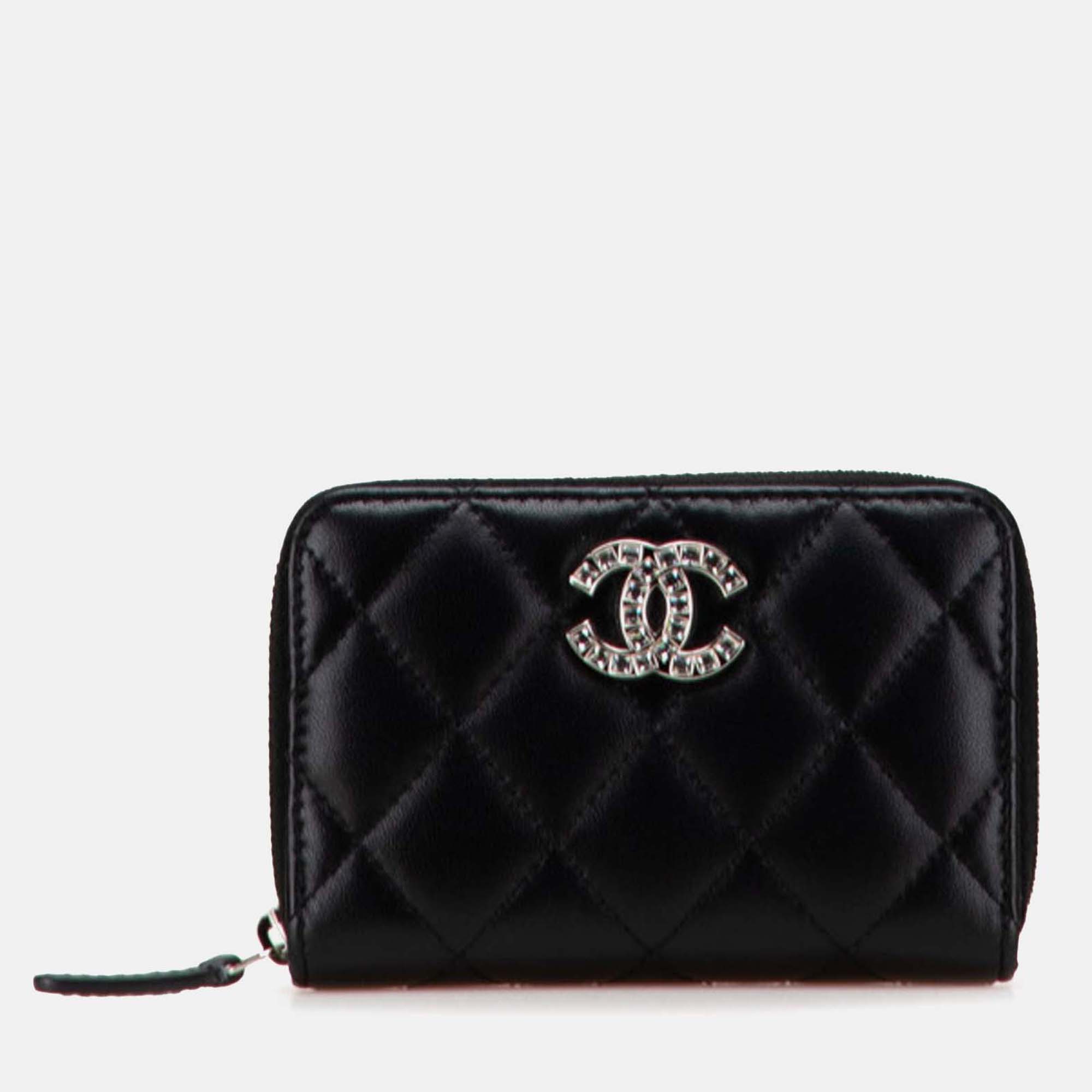 

Chanel Black Quilted Lambskin CC Crystal Coin Pouch