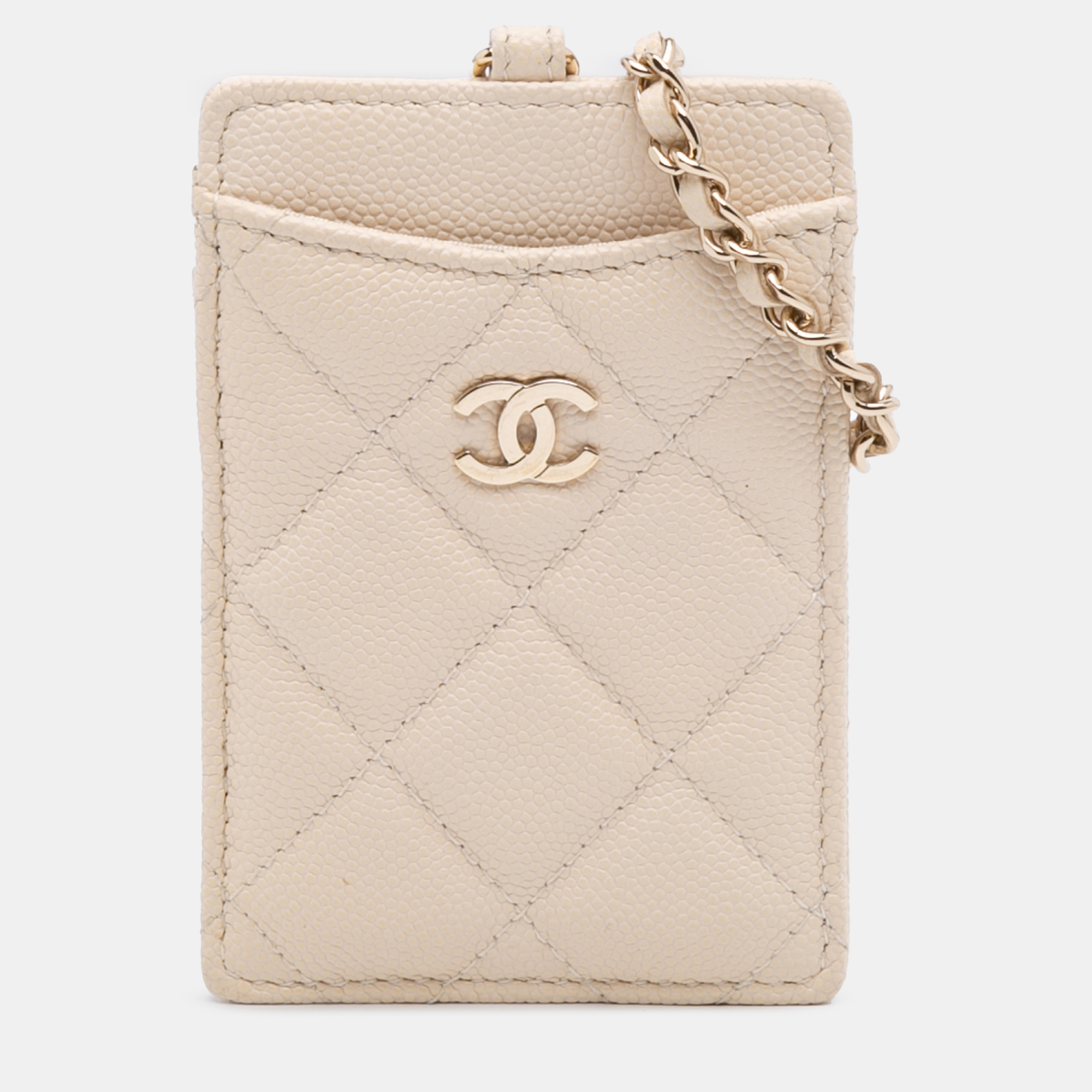 

Chanel Beige Quilted Caviar ID Card Holder