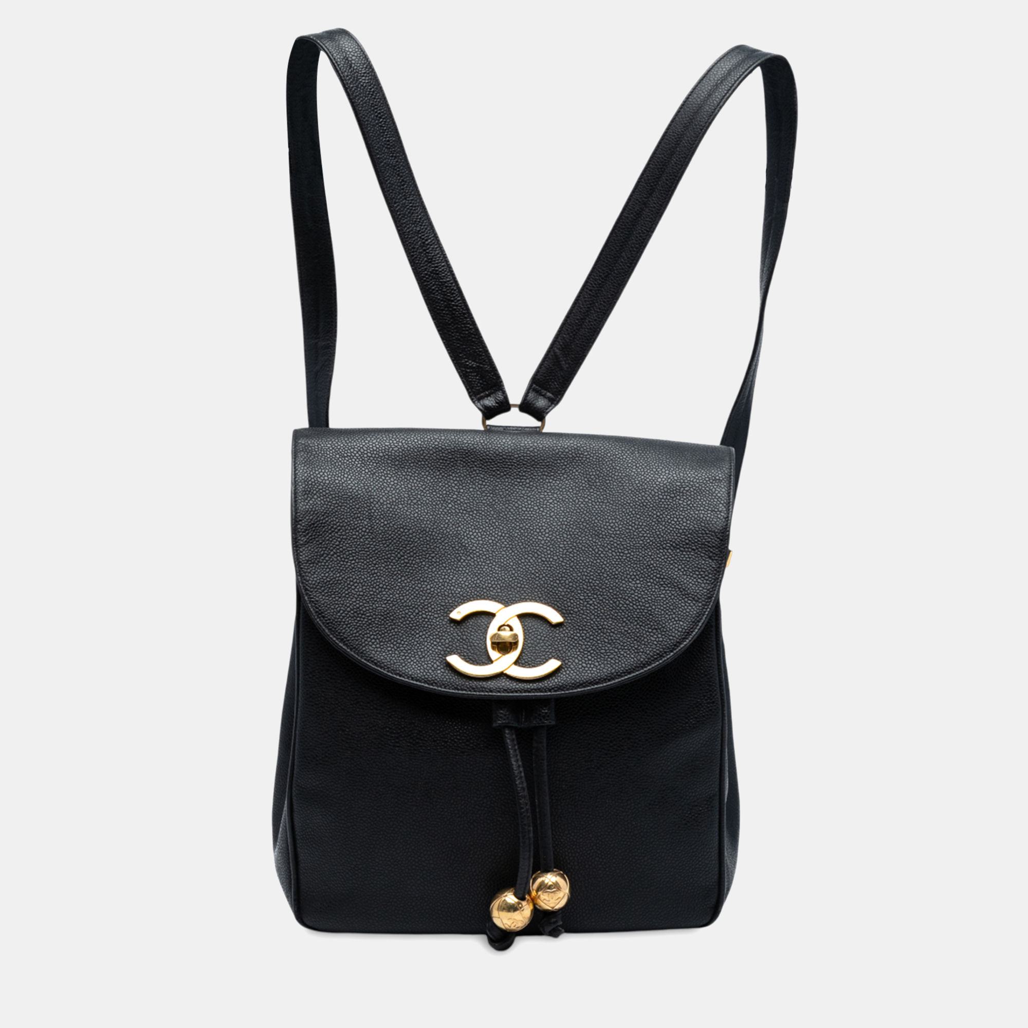 

Chanel CC Caviar Turn Lock Backpack, Black