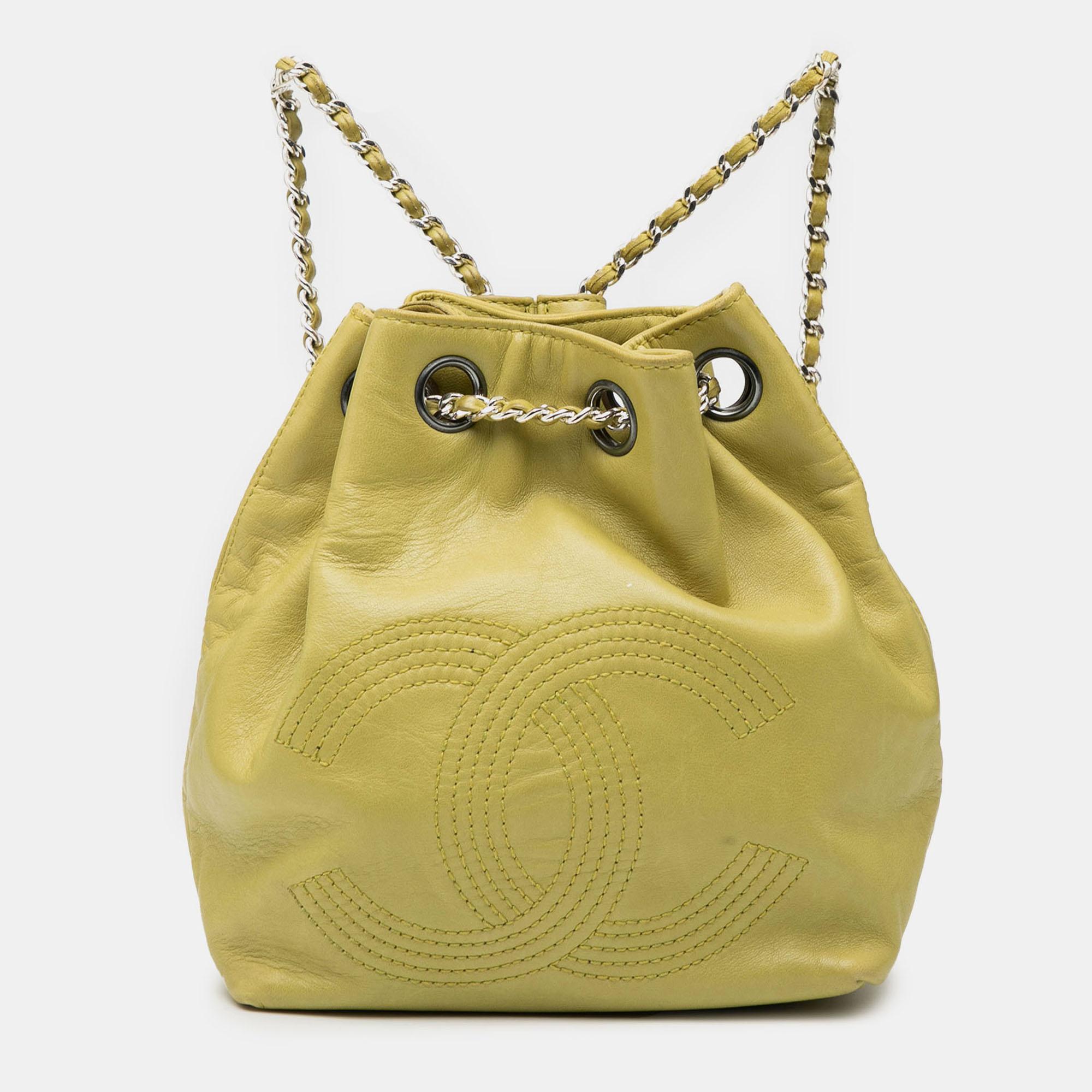 

CC Lambskin Drawstring Backpack, Green