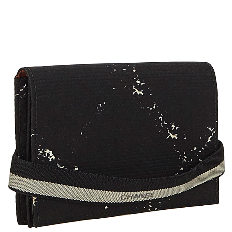 

Chanel Black Nylon Old Travel Line Card Holder