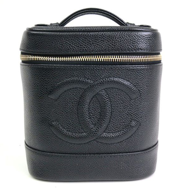 Pre Owned Chanel Black Caviar Cosmetic Vanity Bag