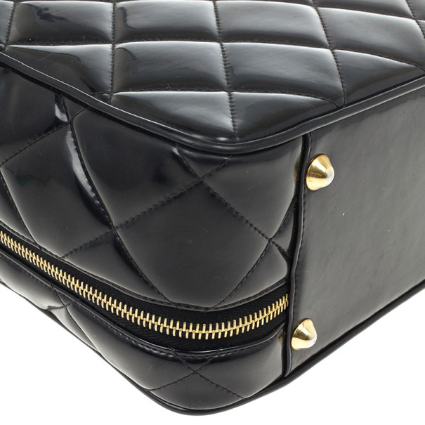 Chanel Vintage 1990s Lunch Box Black Patent Leather Handbag – The  Millionaires Closet