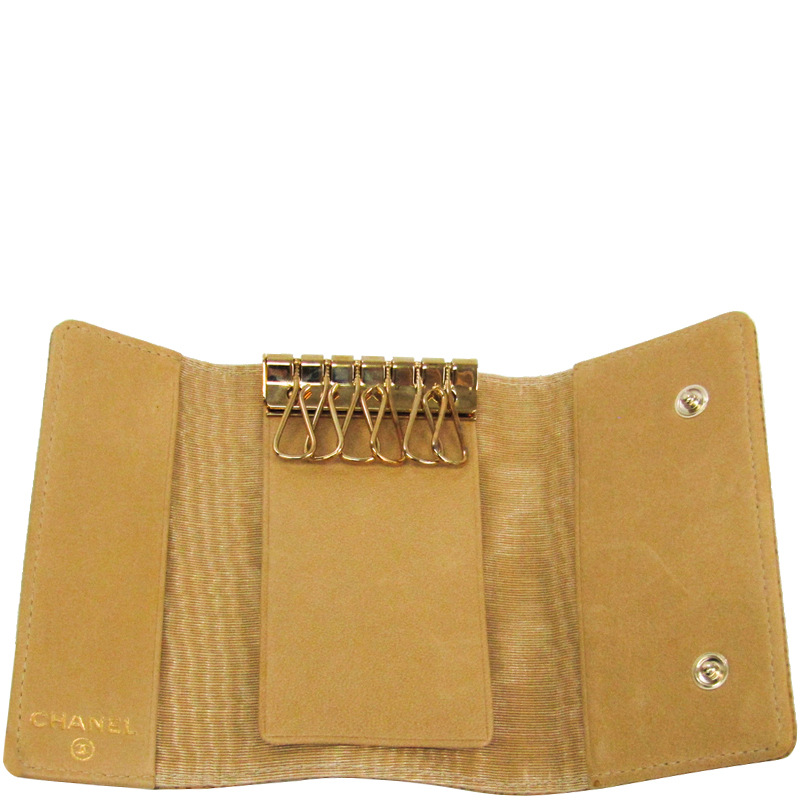 

Chanel Beige Caviar Leather CC Logo 6 Key Holder