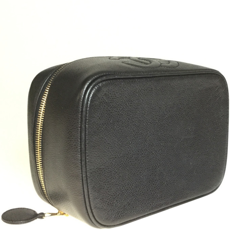 

Chanel Black Caviar Leather CC Vanity Cosmetic Bag
