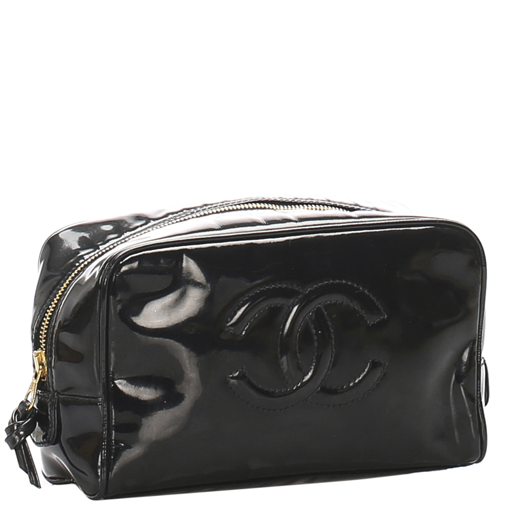 

Chanel Black Patent Leather CC Pouch