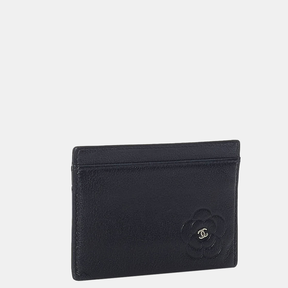 

Chanel Black Camellia Leather Card Holder