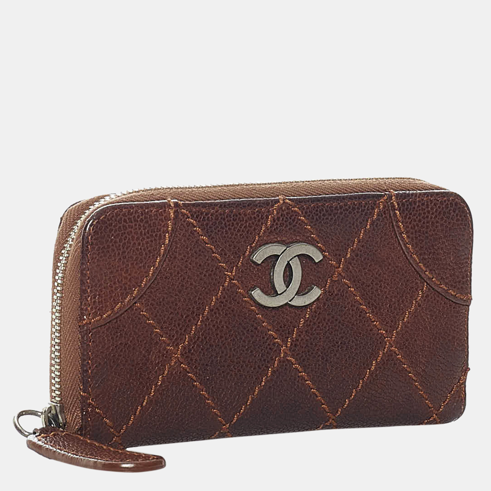 

Chanel Brown Wild Stitch Caviar Leather Coin Pouch