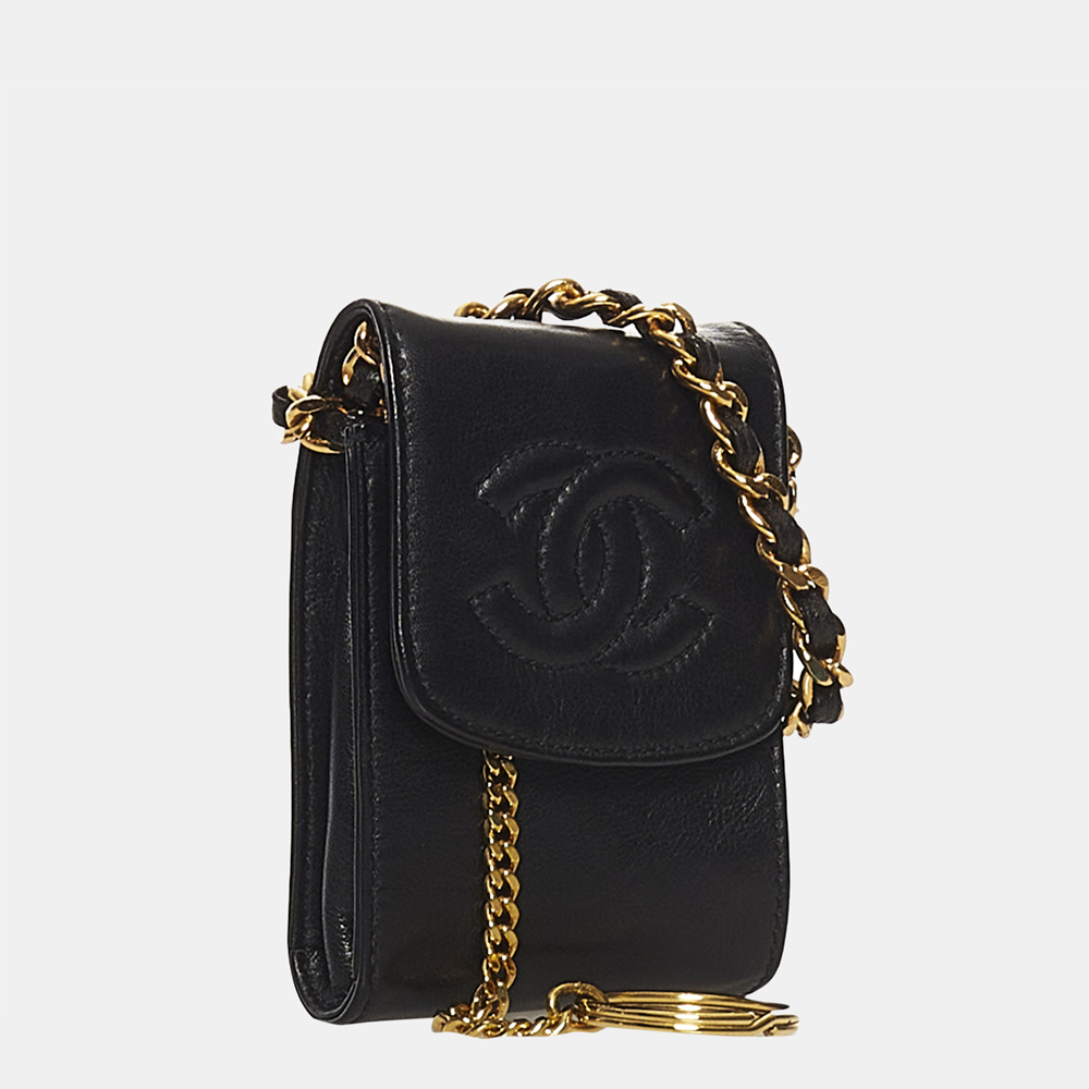 

Chanel Black CC Lambskin Leather Multi Case