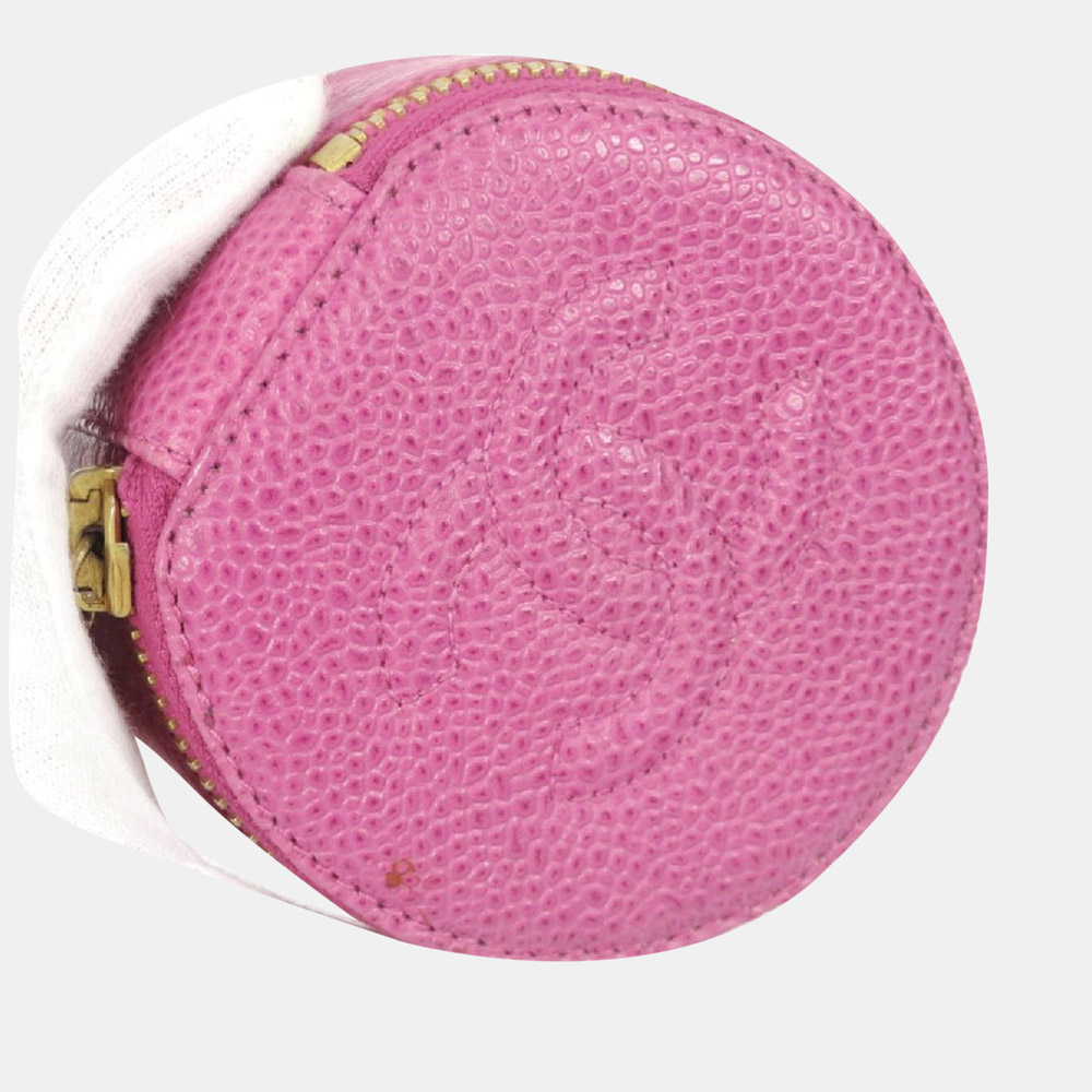 

Chanel Pink Caviar Travel Round Jewelry Case