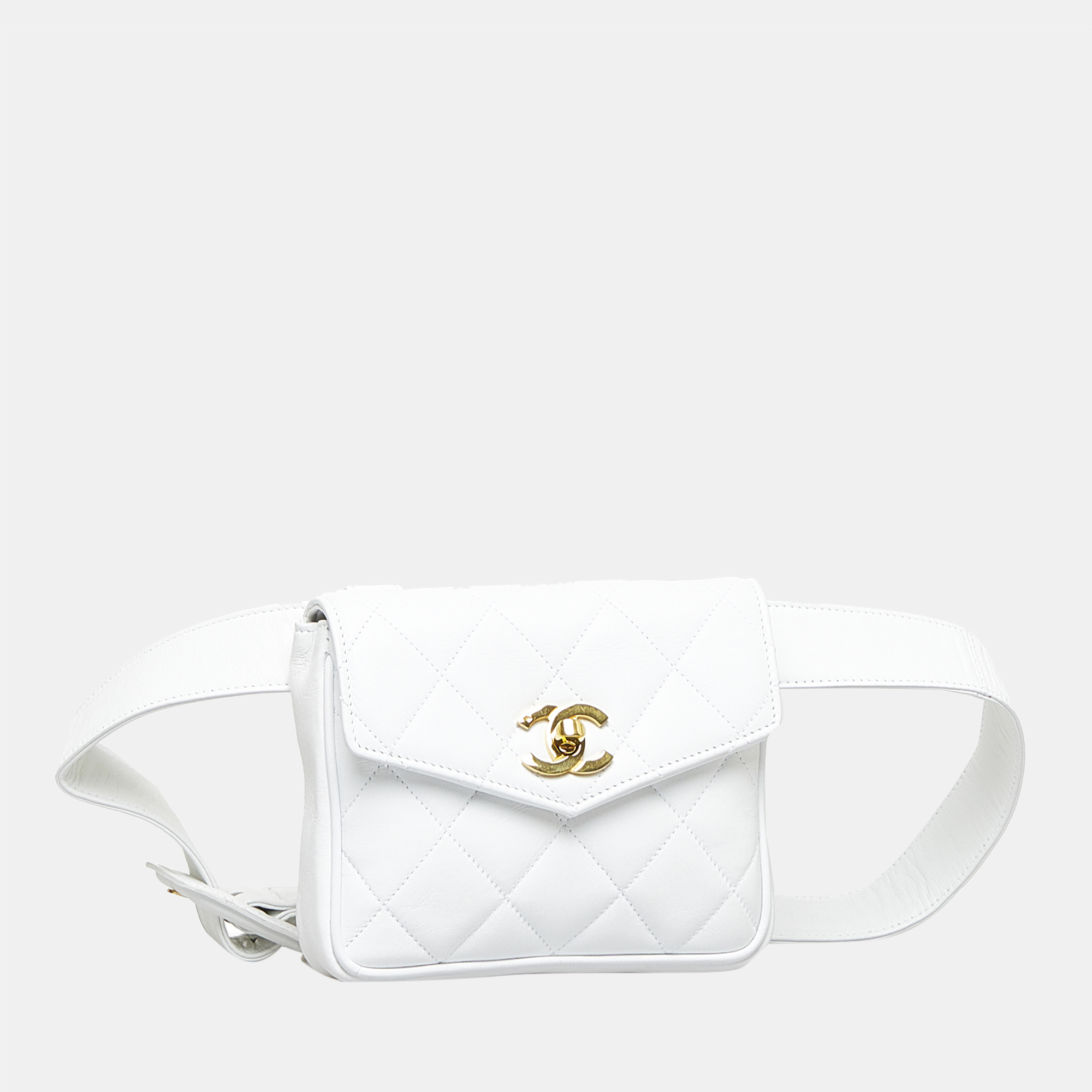 

Chanel White CC Flap Belt Bag