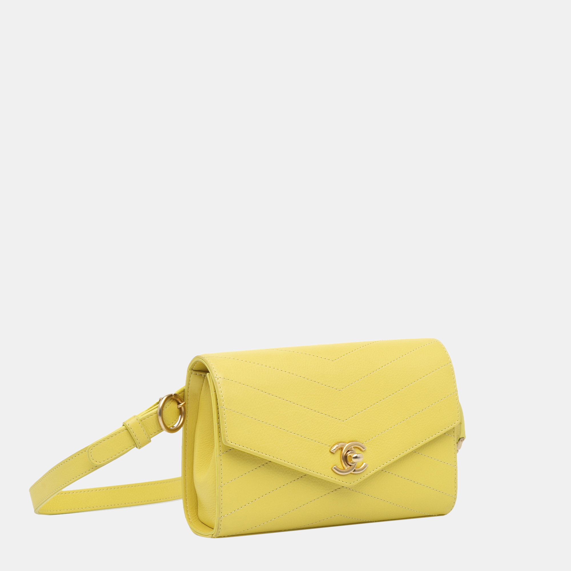 

Chanel Yellow Chevron Stitched Coco Belt Bag