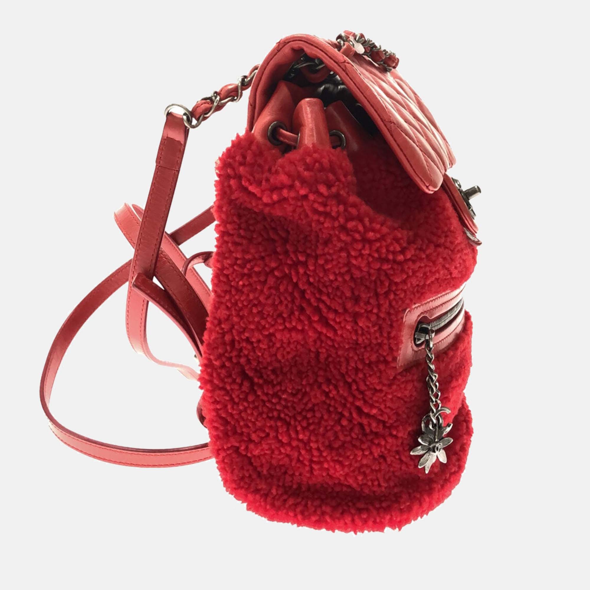 

Chanel Small Paris-Salzburg Mountaint Shearling Backpack, Red