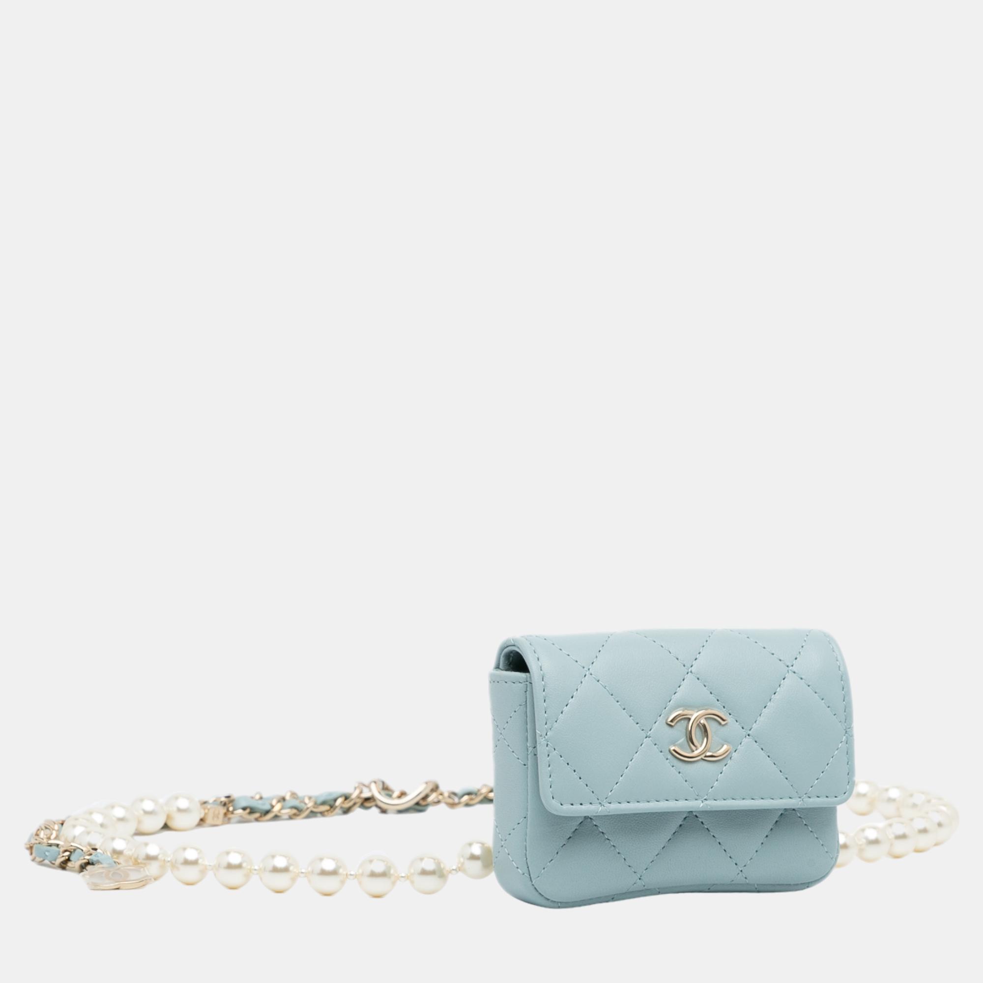 Chanel Blue Pearl Belt Bag