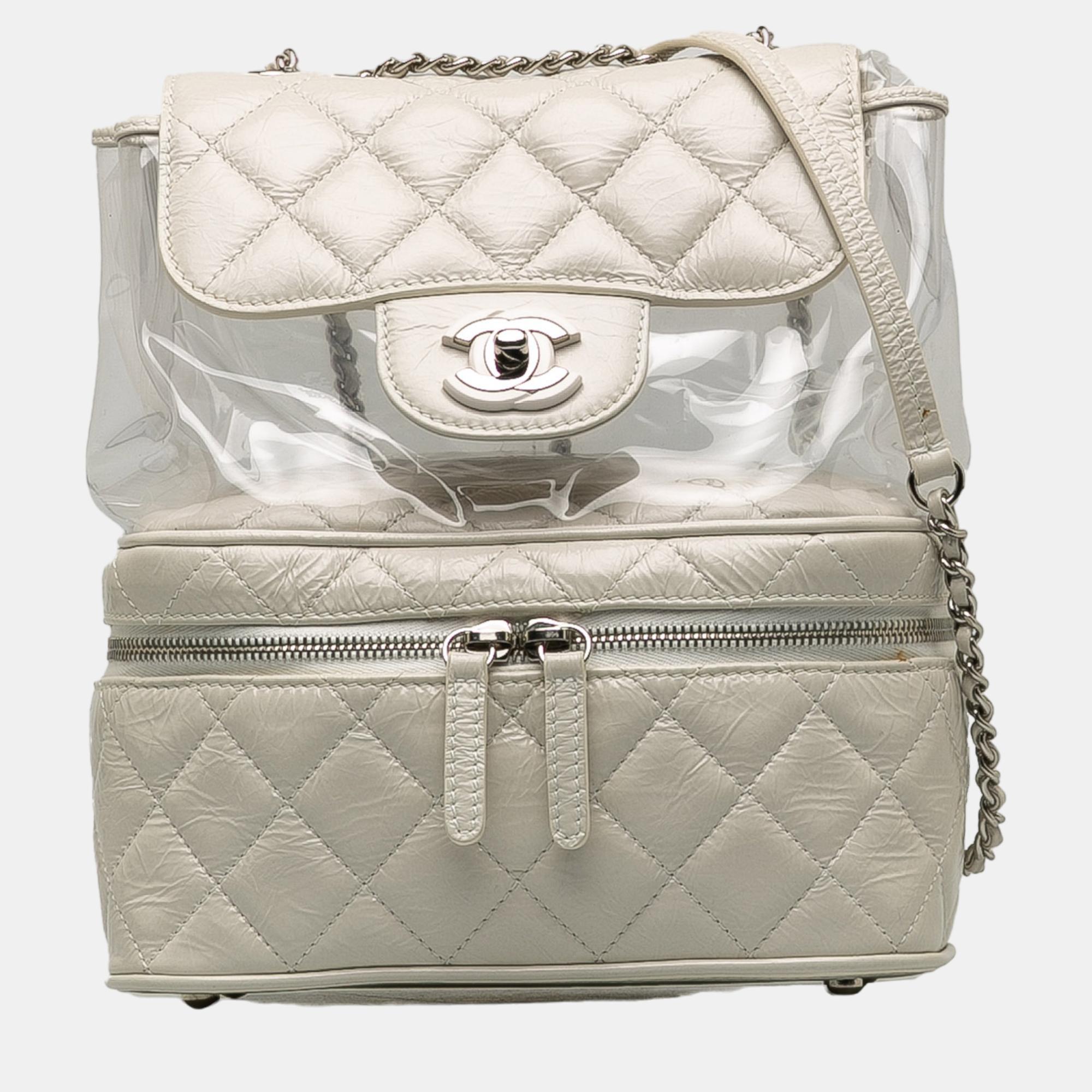 Pre-owned Chanel White Aquarium Backpack