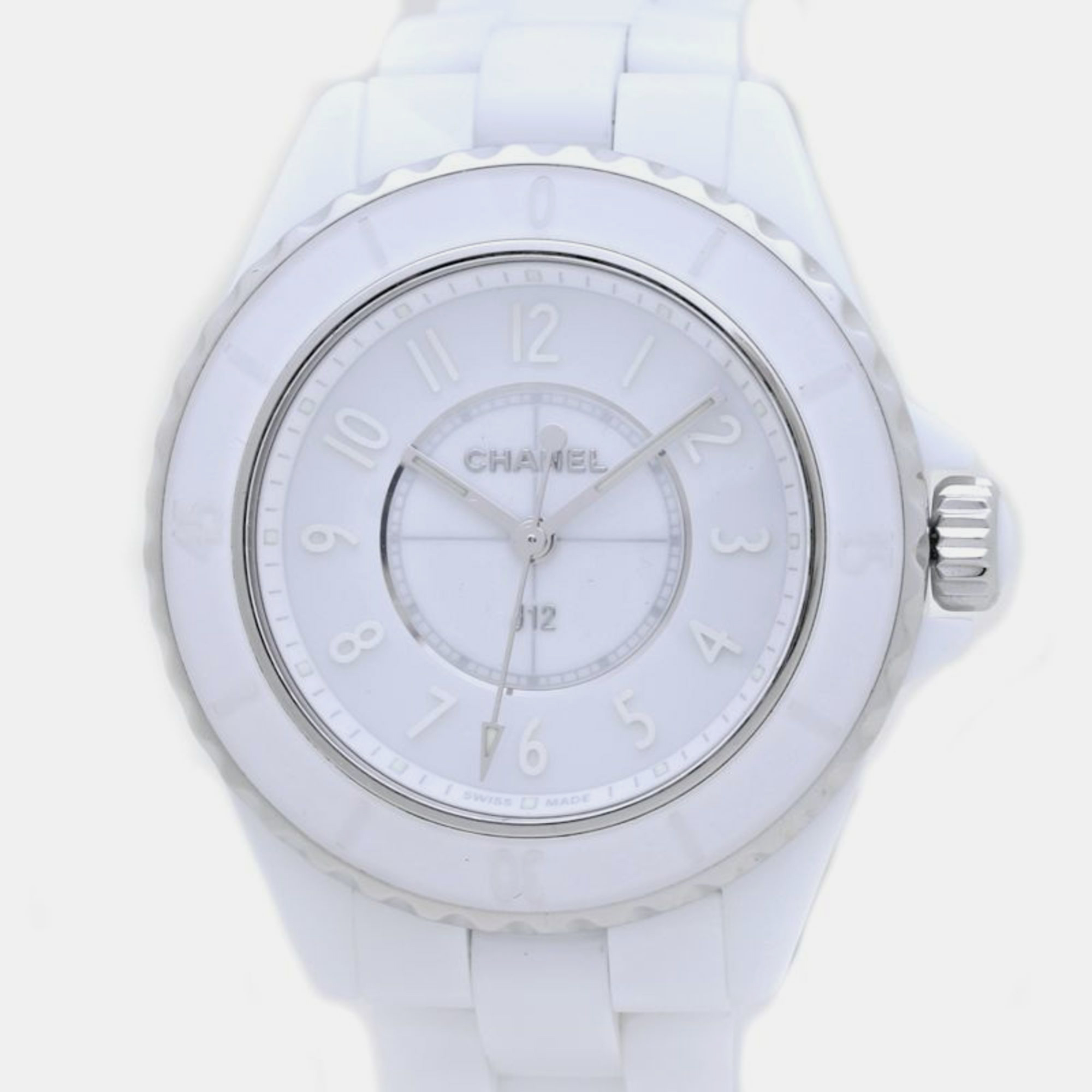 

Chanel White Stainless Steel Ceramic J12 H6345 Quartz Women's Wristwatch 34 mm
