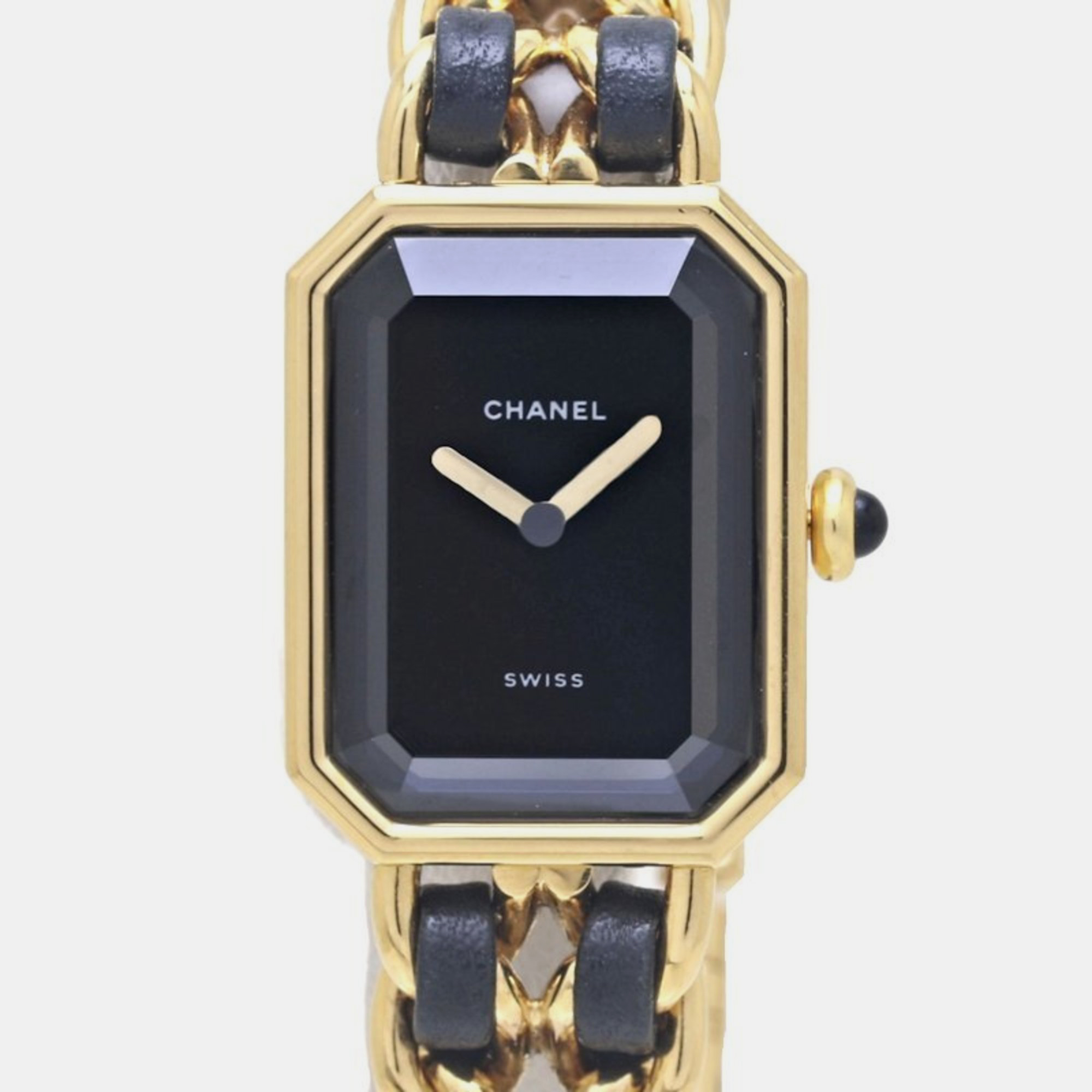 

Chanel Black Yellow Gold Plated Stainless Steel Premiere Quartz Women's Wristwatch 20 mm