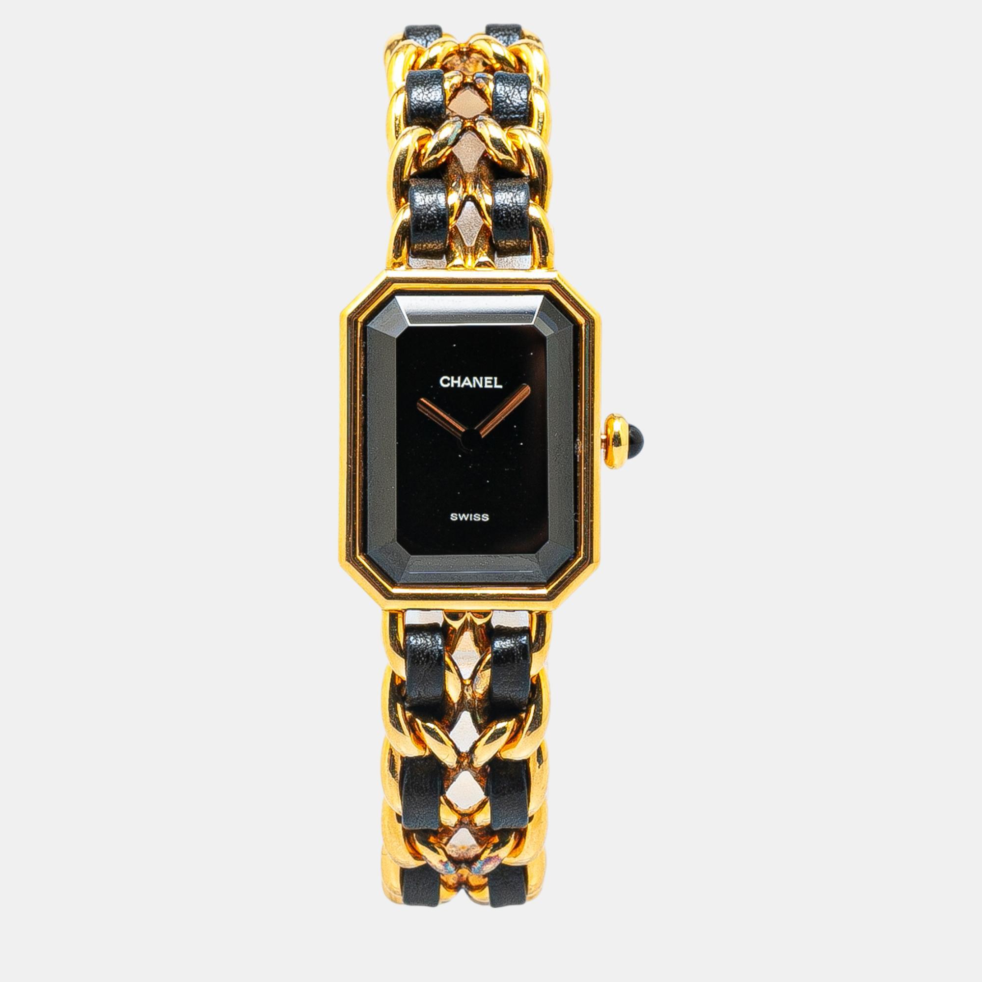 

Chanel Quartz Gold Plated Premiere Chaine Watch, Black