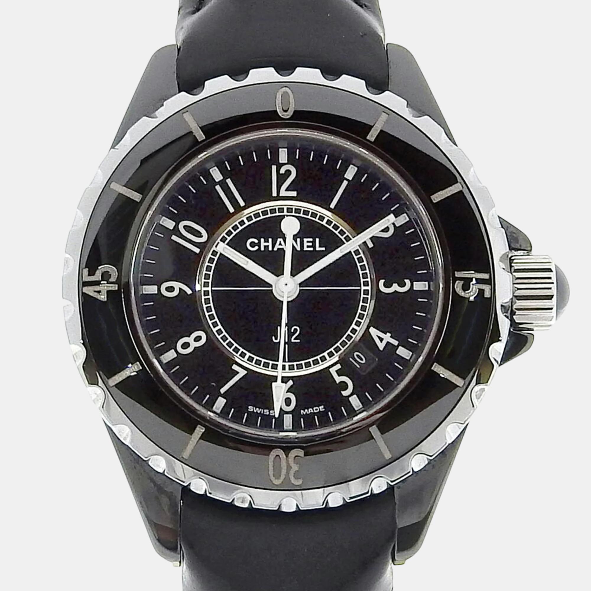 

Chanel Black Ceramic J12 H0680 Quartz Women's Wristwatch 40 mm