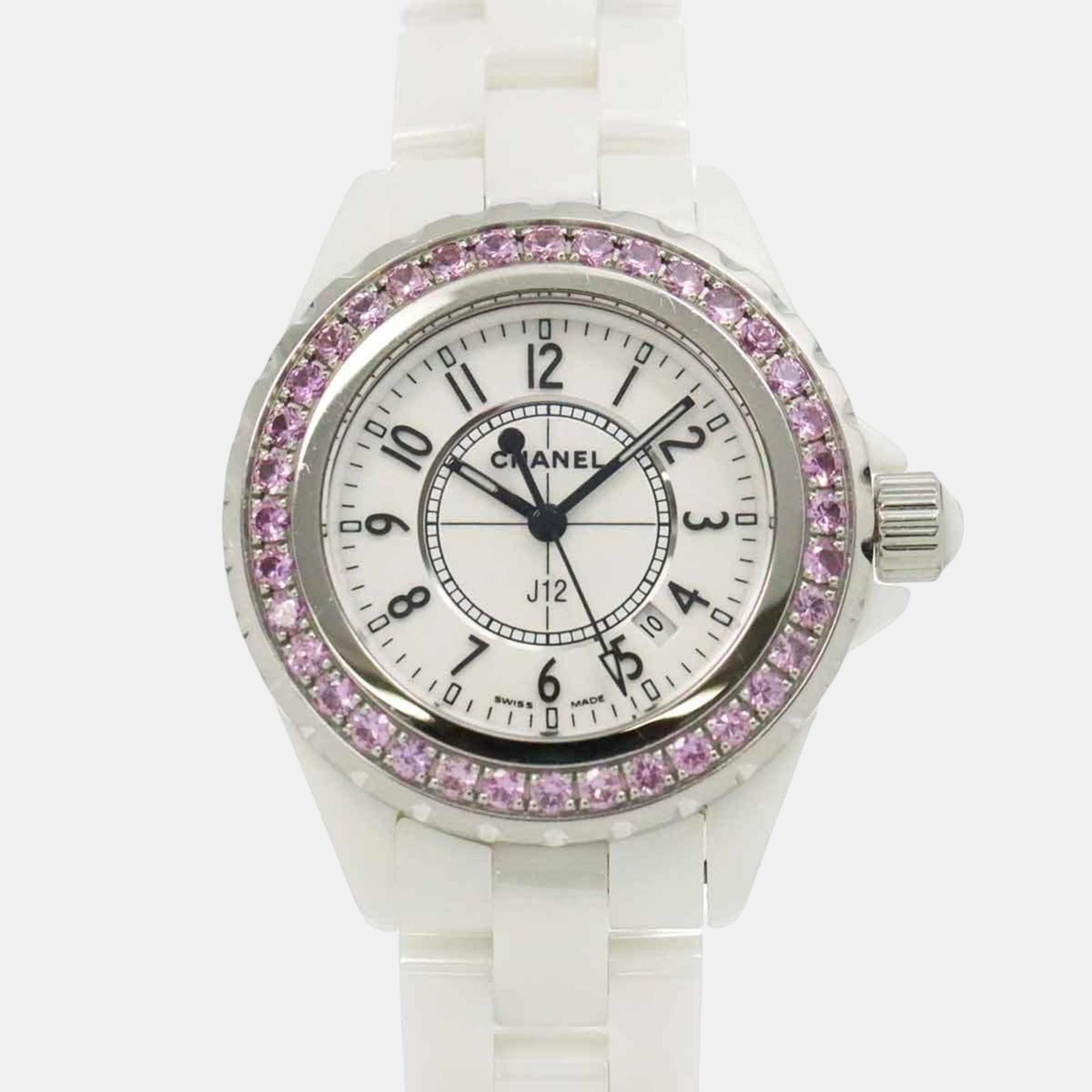 

Chanel White Stainless Steel Ceramic J12 H1181 Quartz Women's Wristwatch 34 mm