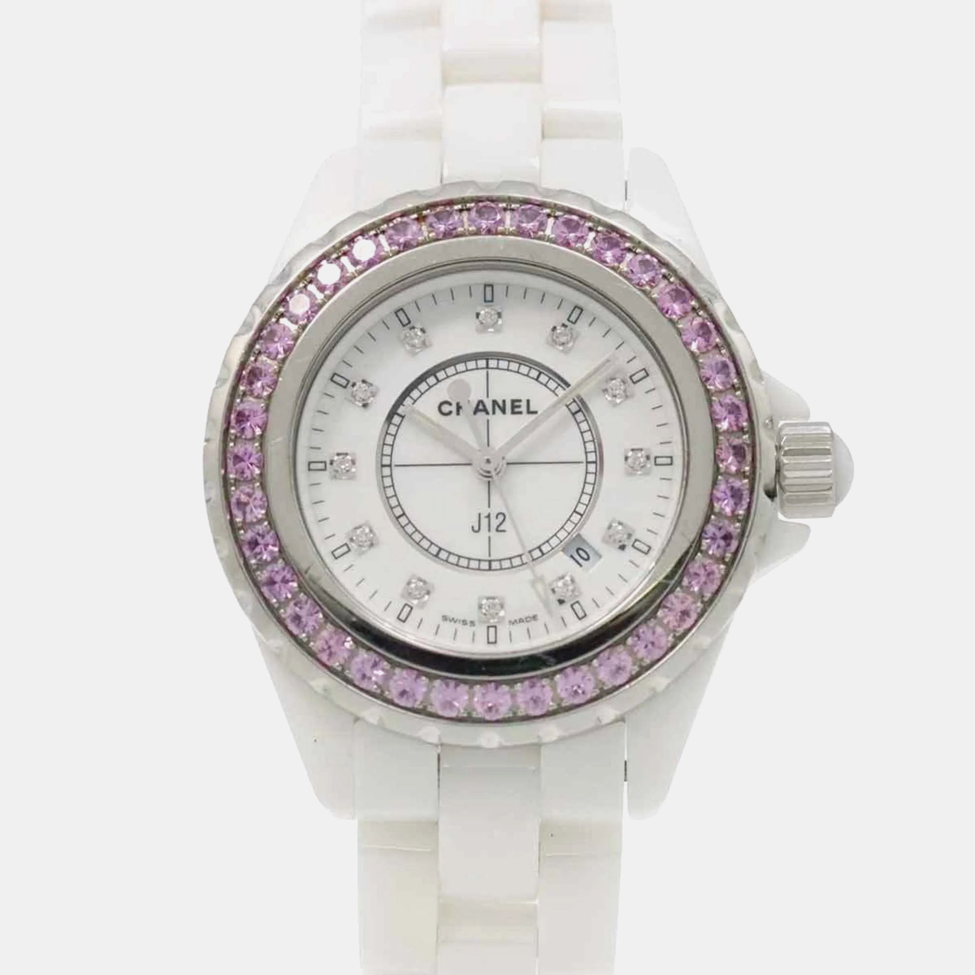 

Chanel White Stainless Steel J12 H2010 Quartz Women's Wristwatch 34 mm