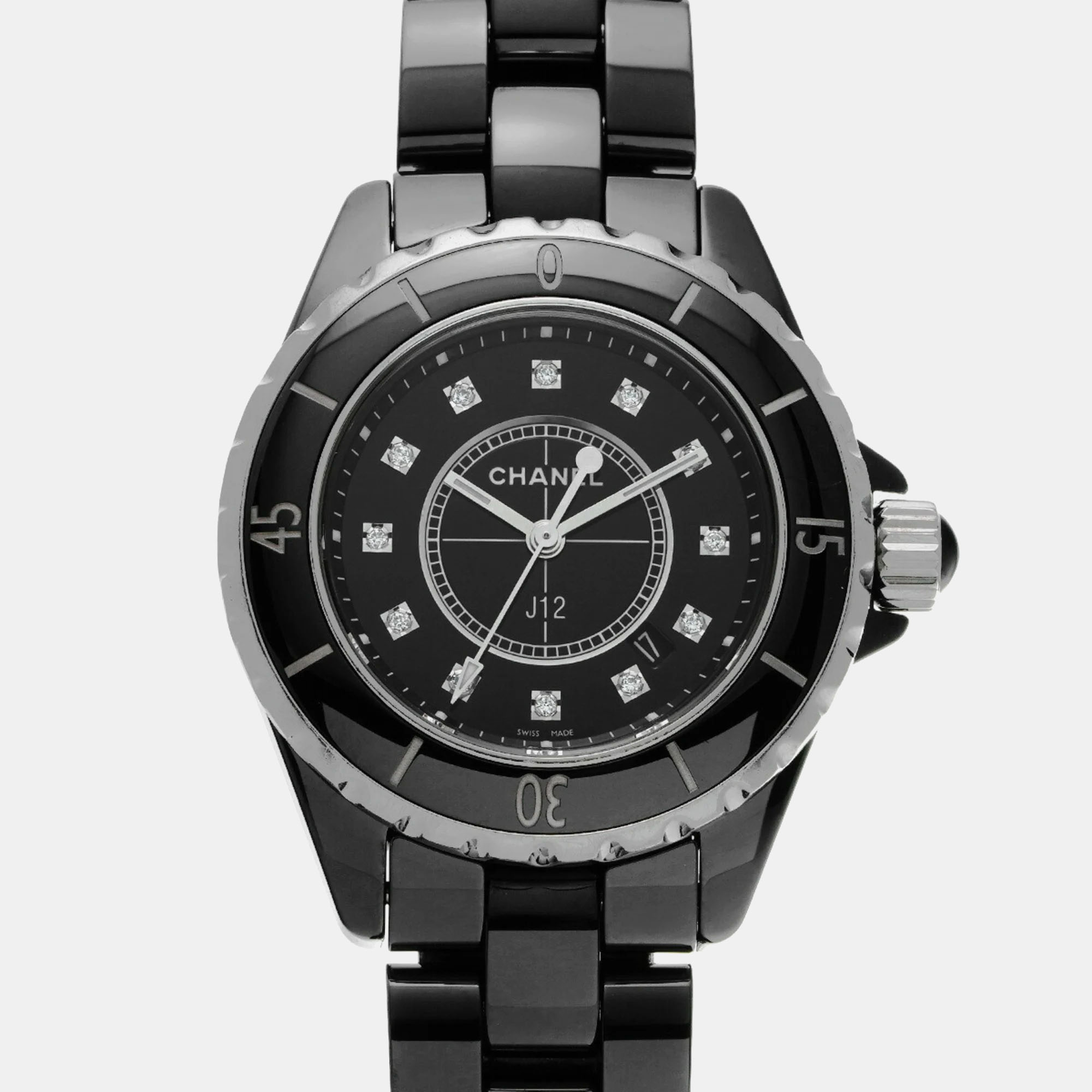 

Chanel Black Stainless Steel Ceramic J12 H1625 Quartz Women's Wristwatch 33 mm